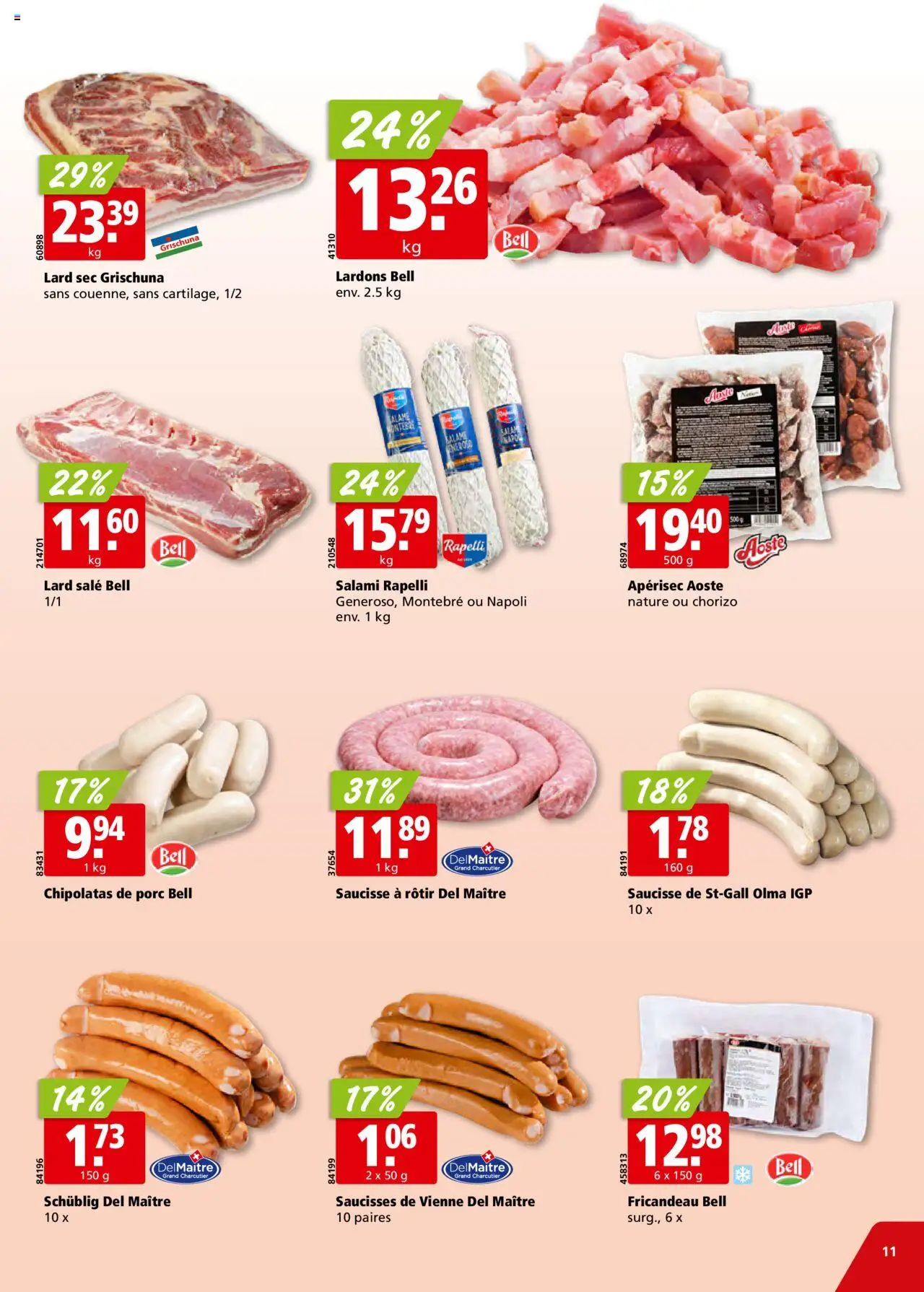 Aligro Aktionen Chavannes, Matran, Genève, Sion – gültig ab 20.10.2025 | Seite: 11 | Produkte: Salami