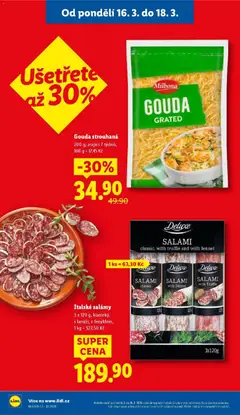 Náhled letáku Lidl aktuální leták od 16.03.2026 | Strana: 4 | Produkty: Gouda, Milbona, Deluxe