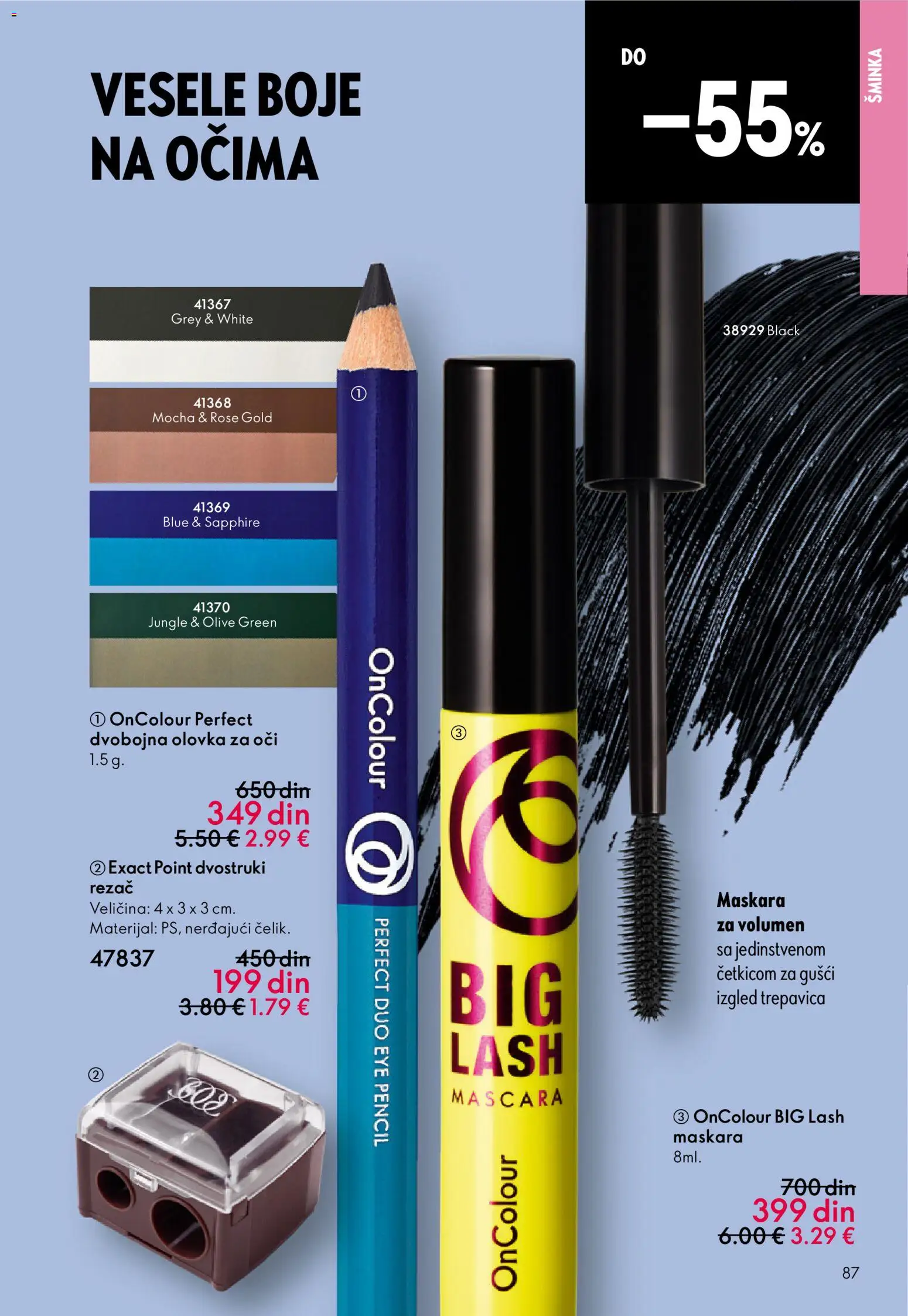 Oriflame katalog - važi od 19.11.2025 | Strana: 87 | Proizvode: Šminka, Maskara, Olovka za oči, Rezač