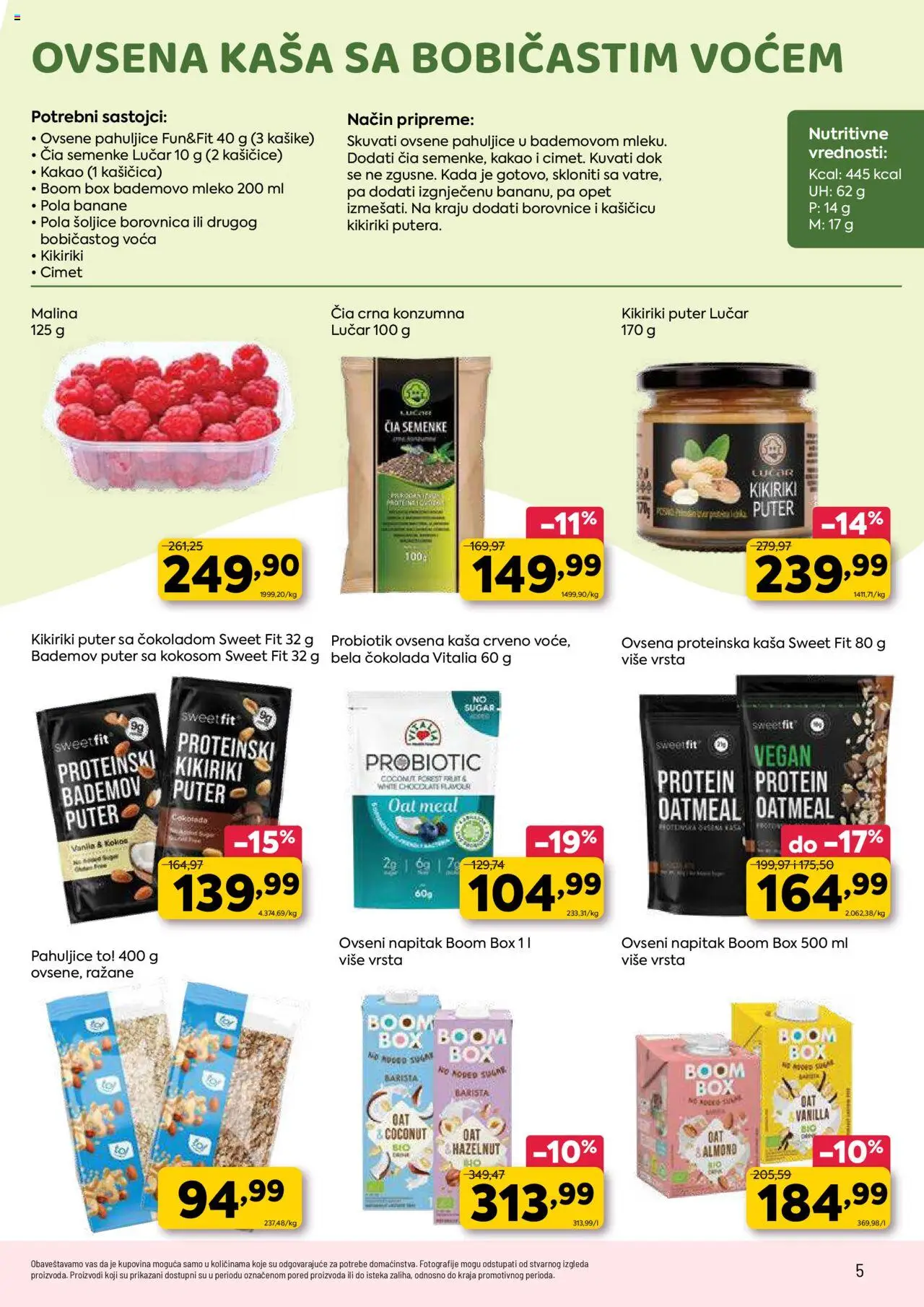 PerSu katalog - važi od 08.10.2025 | Strana: 5 | Proizvode: Čia semenke, Ovsena kaša, Borovnica, Ovsene pahuljice