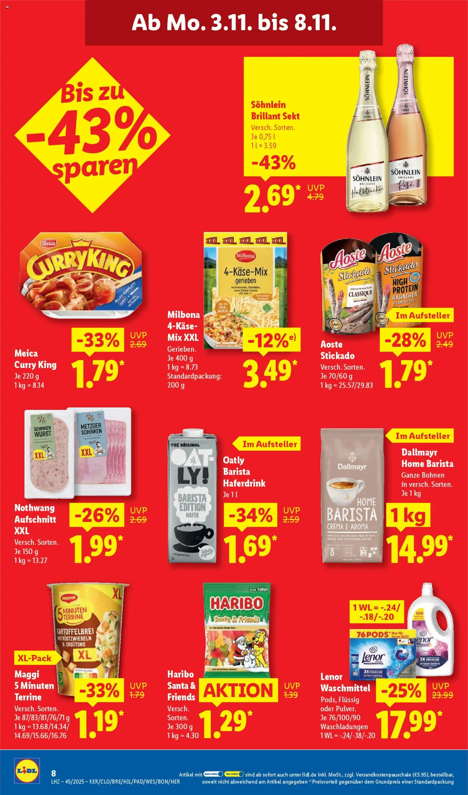 Lidl Prospekt Holzminden – gültig ab 03.11.2025 | Seite: 14 | Produkte: Lenor, Haribo, Sekt, Schinken