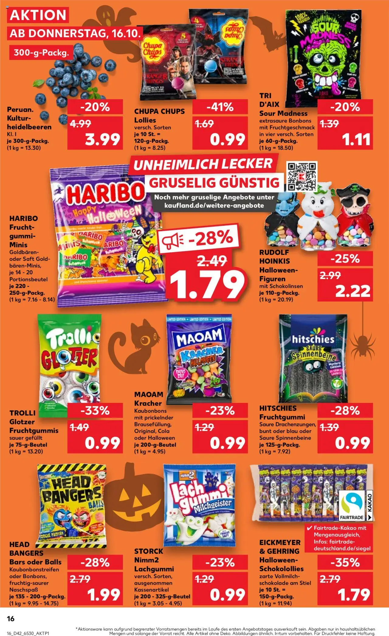 Kaufland prospekt Berlin	 – gültig ab 16.10.2025 | Seite: 16 | Produkte: Haribo, Schokolade, Heidelbeeren, Saft