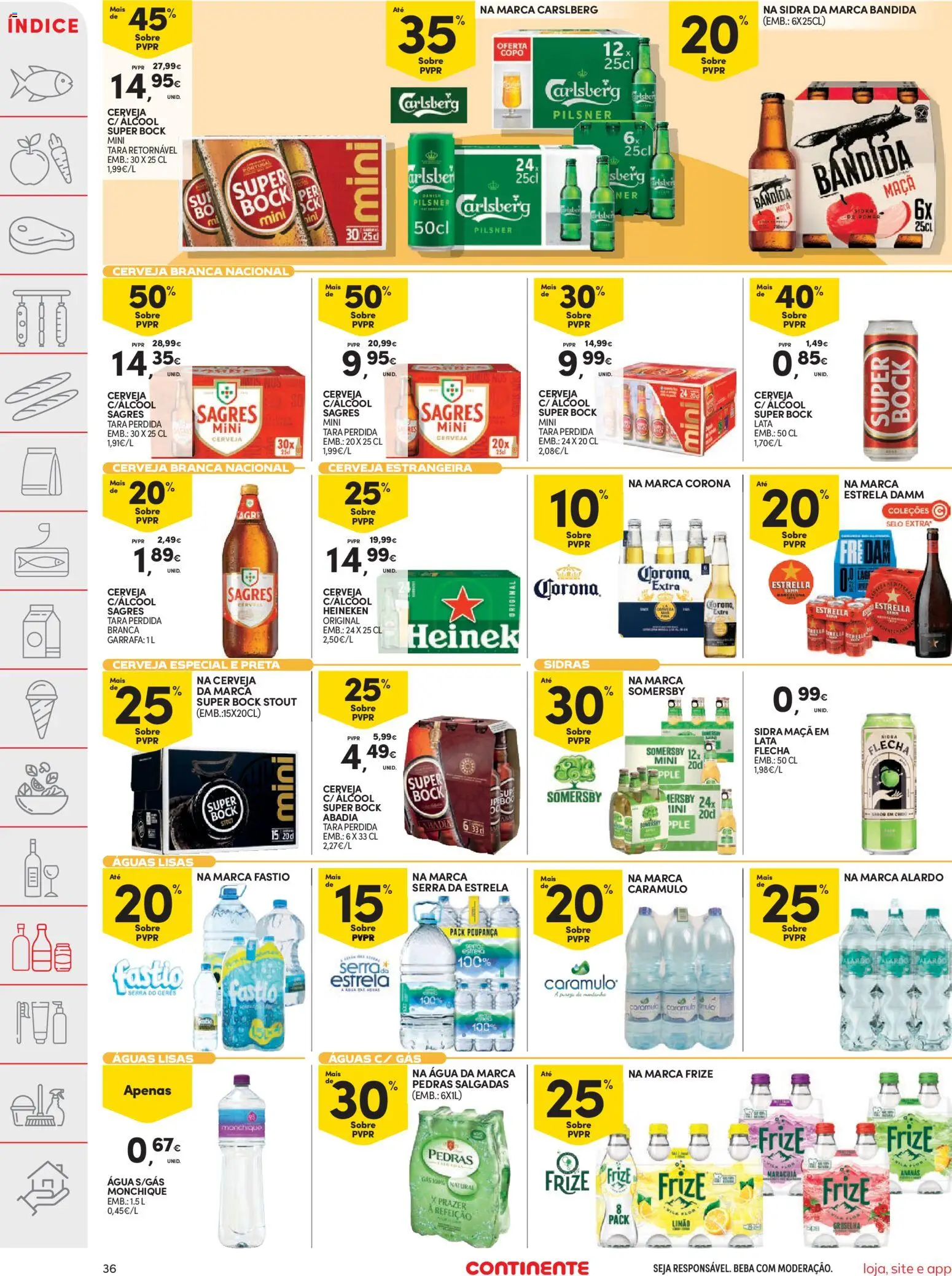 Continente folheto │ válido de 20.01.2026 | Página: 36 | Produtos: Agua, Super bock, Maça, Cerveja