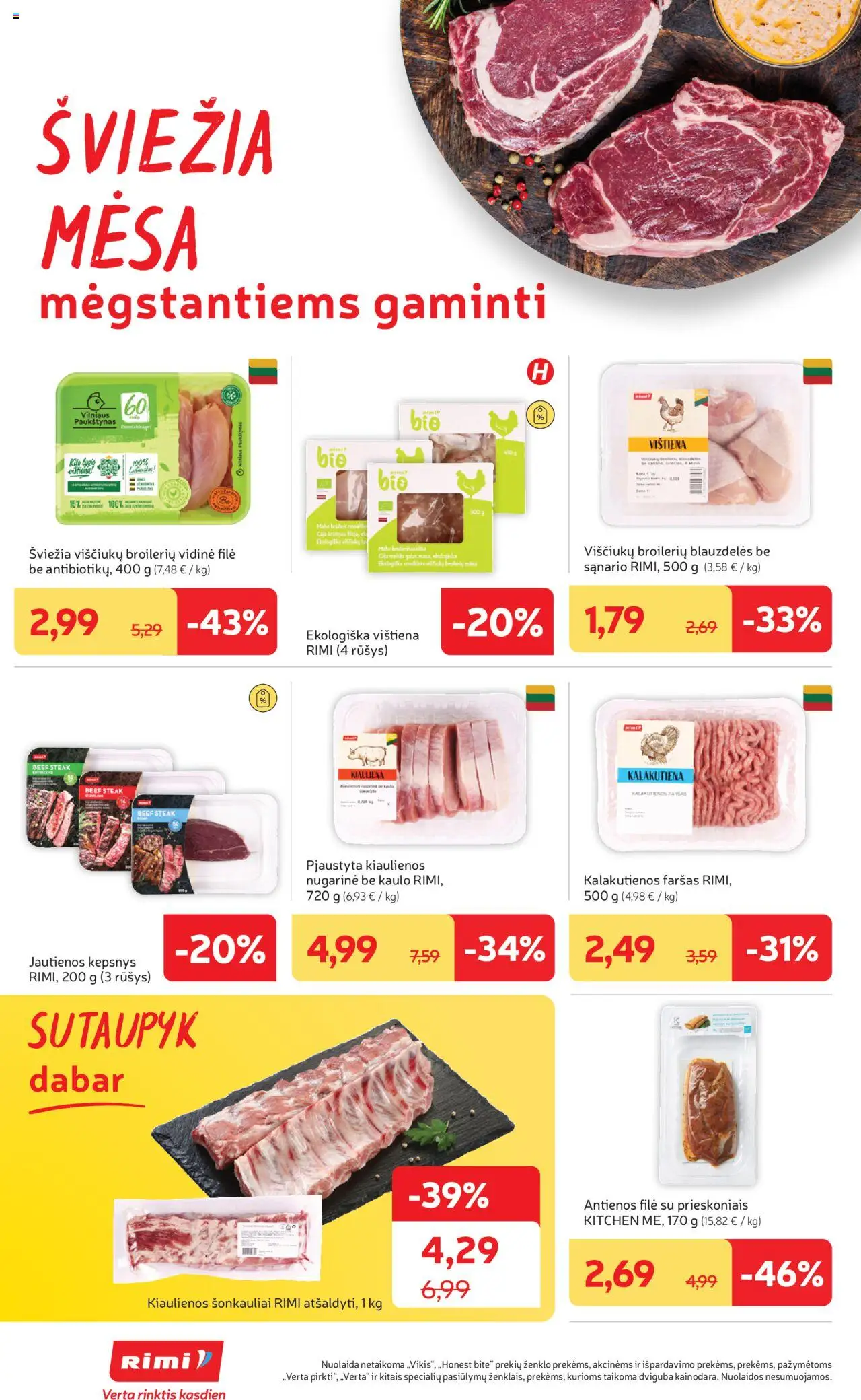 Rimi akcijos nuo 21.10.2025 | Puslapis: 4 | Prekių: Kiaulienos, Jautienos, Vištiena