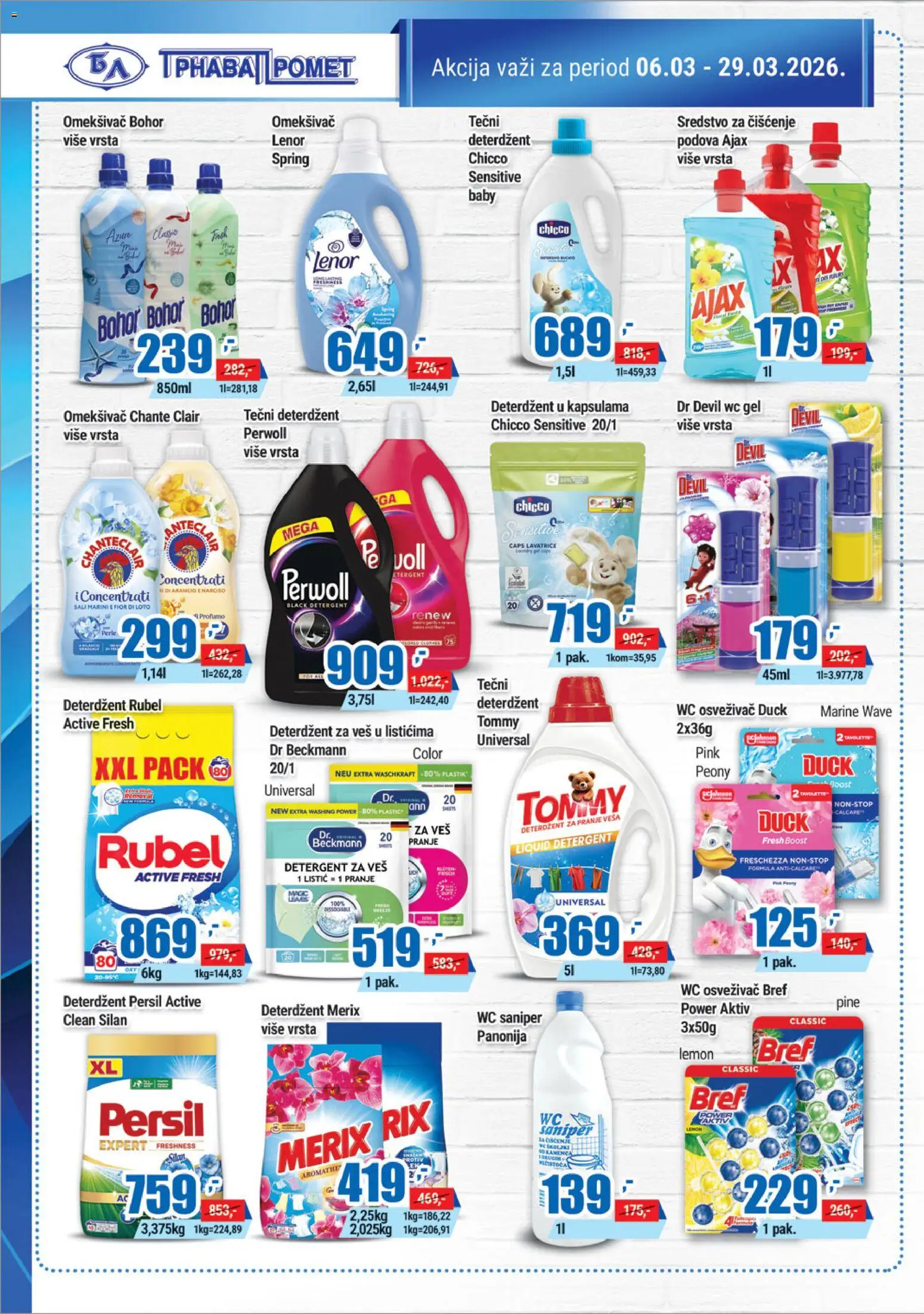 Trnava Promet katalog - važi od 06.03.2026 | Strana: 24 | Proizvode: Bref, Lenor, Wc, Silan