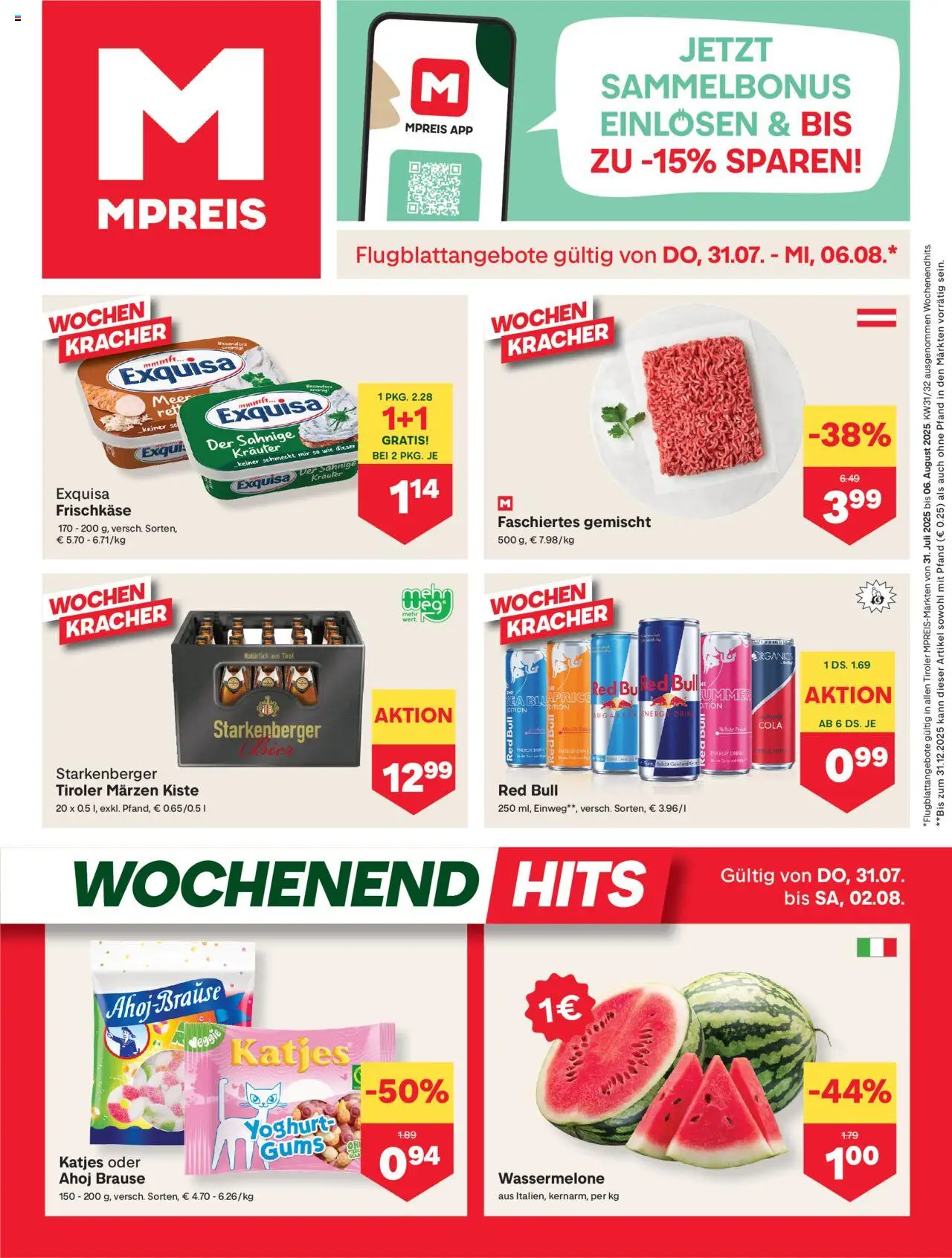MPREIS Flugblatt gültig ab 31.07.2025 | Seite: 1 | Produkte: Wassermelone