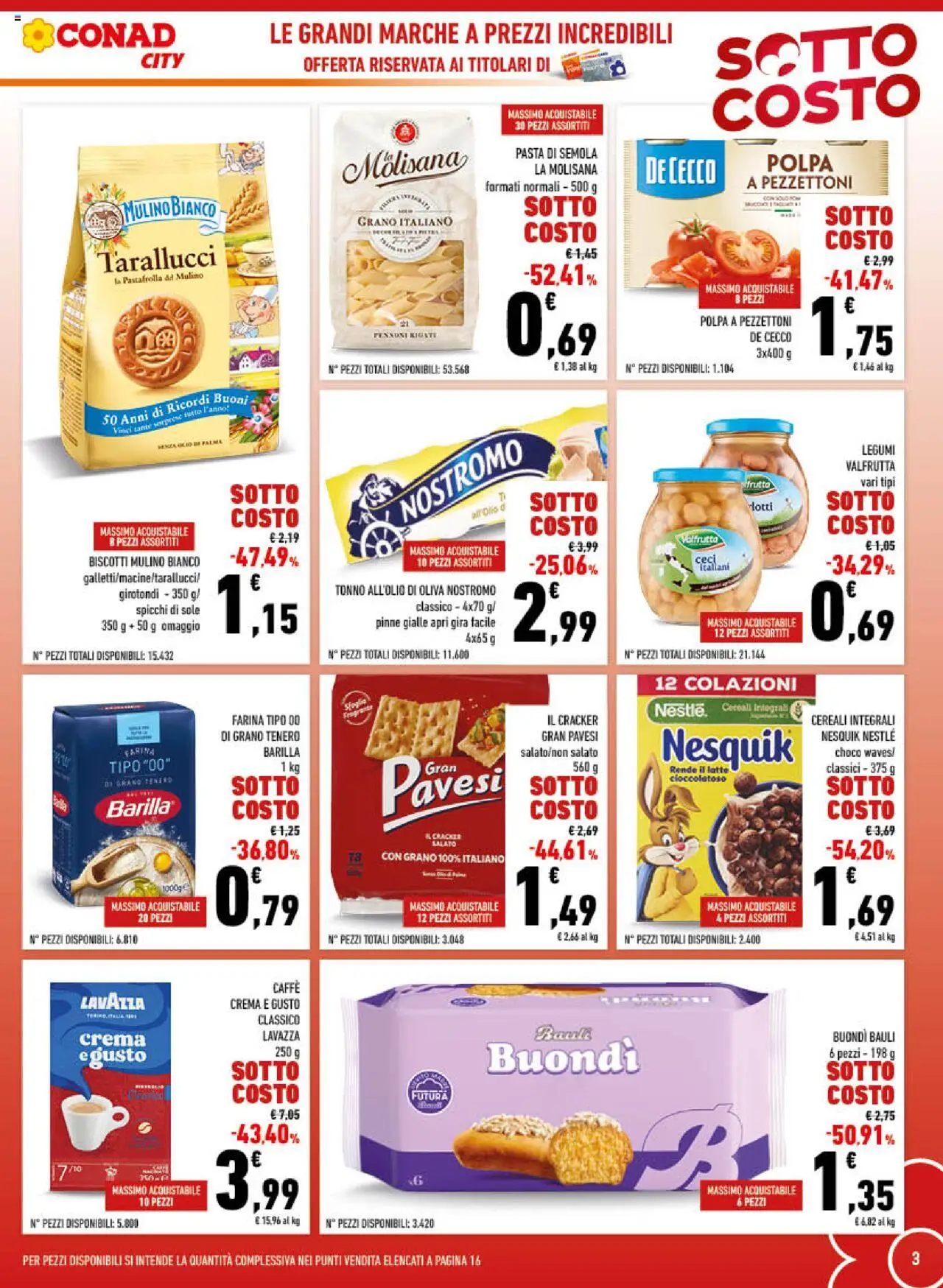 Volantino Conad del 09.10.2025 | Pagina: 3 | Prodotti: Pasta, Crackers, Tonno, Lavazza
