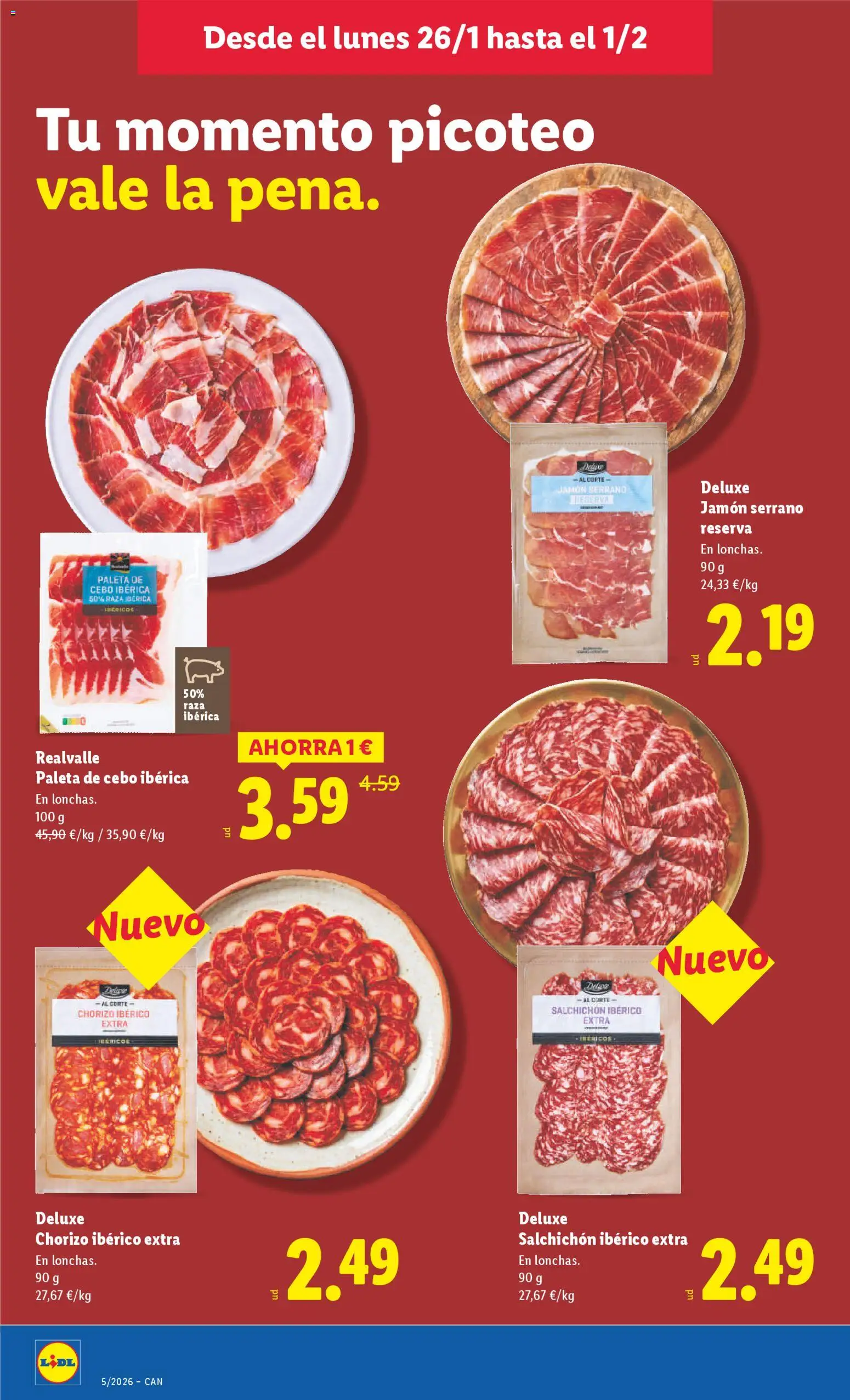 Lidl - Canarias │ válido desde el 26.01.2026 | Página: 14 | Productos: Jamón serrano, Jamón