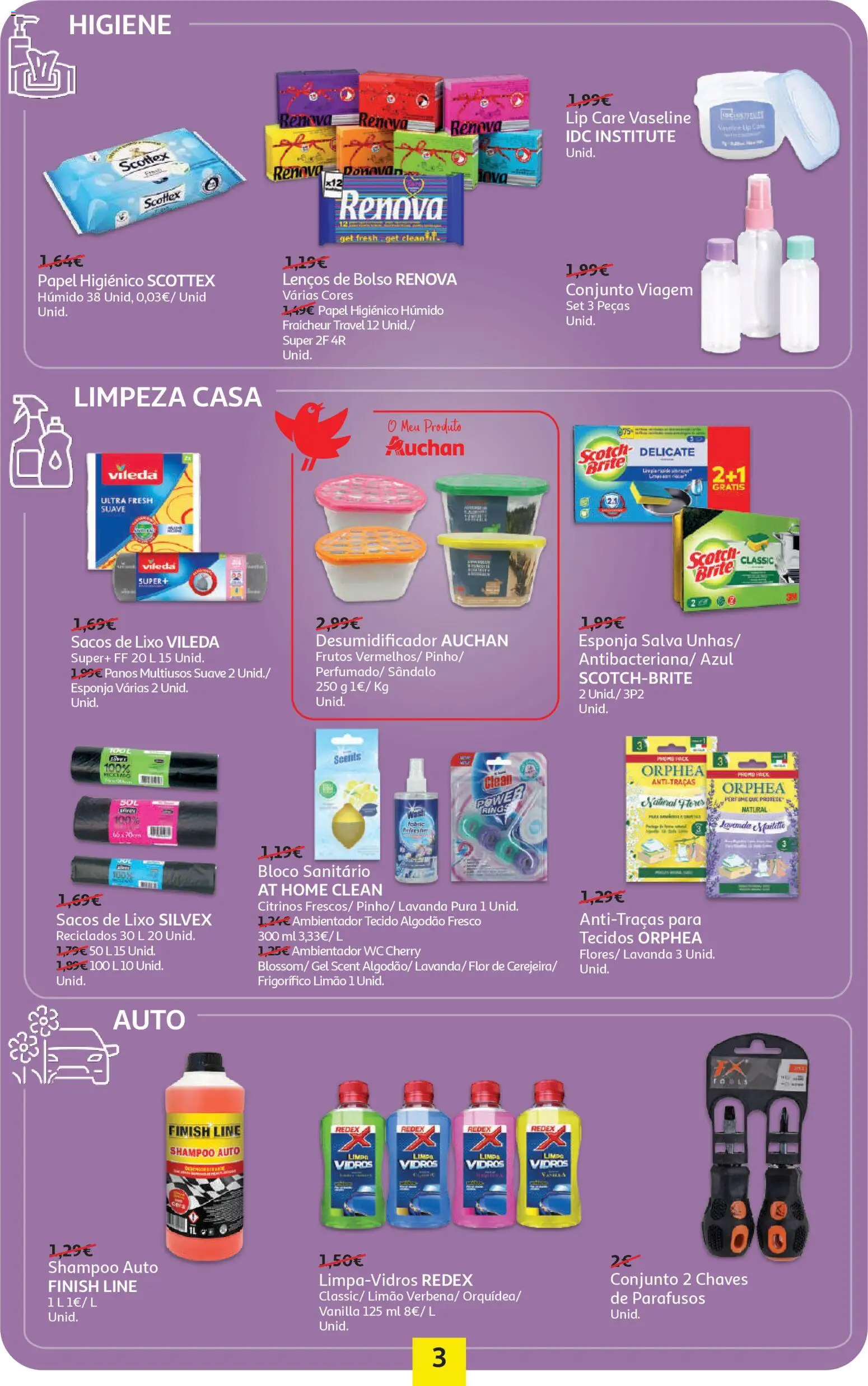 Auchan - Preços Redondos │ válido de 13.01.2026 | Página: 3 | Produtos: Frigorífico, Esponja, Shampoo, Limpa vidros