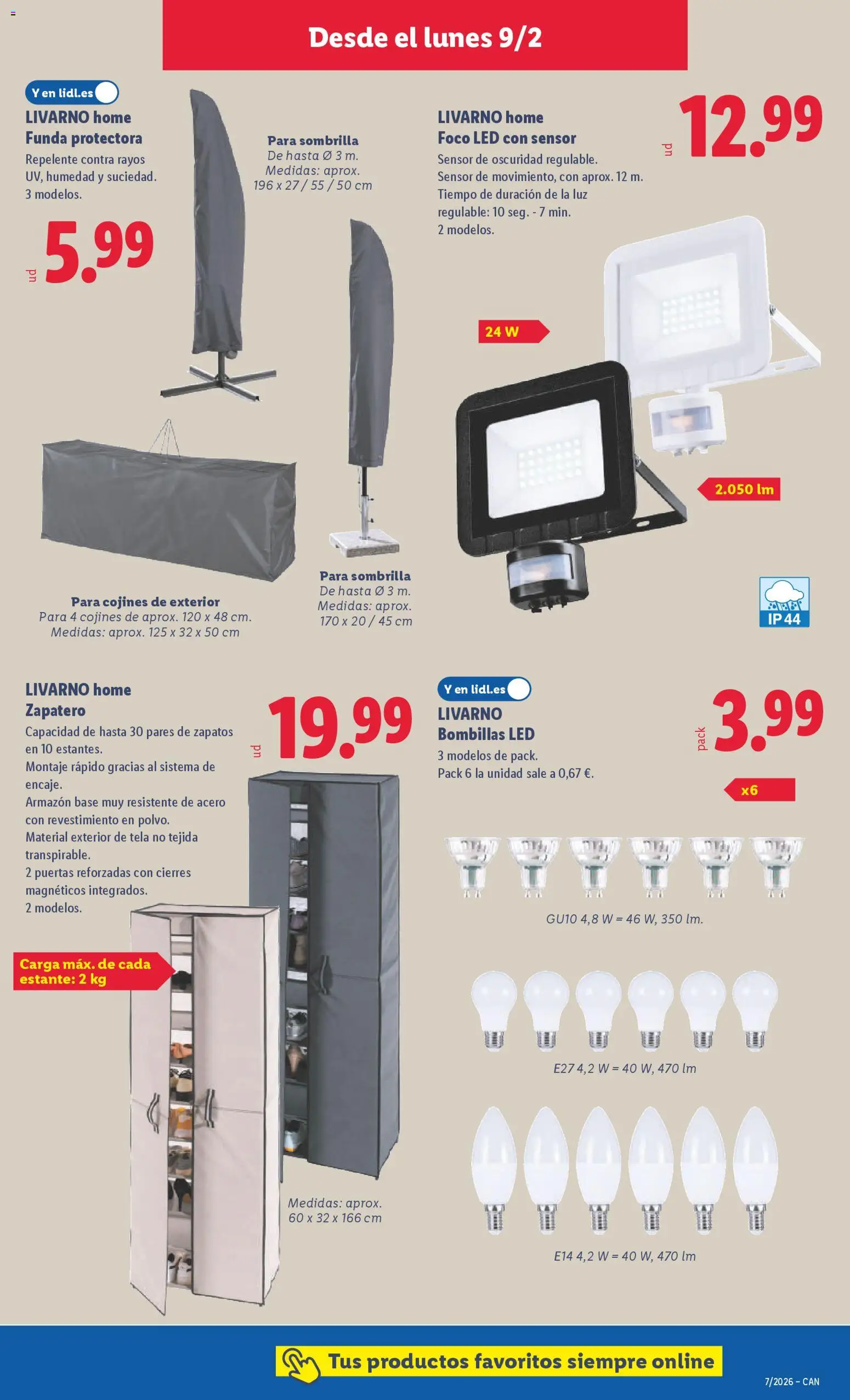 Lidl - Canarias │ válido desde el 09.02.2026 | Página: 11 | Productos: Sombrilla, Zapatero, Funda, Estante