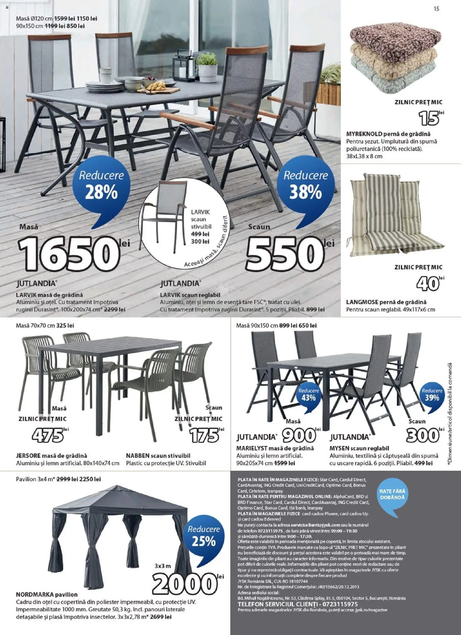 Noul catalog JYSK – valabil de la 23.02.2026 | Pagină: 15 | Produse: Telefon, Copertină, Masă, Pavilion