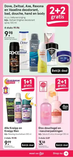 Sanex deodorant, bijv. Dermo Sensitive deodorant roller 50 ml, 5 stuks - Voorbeeld van een folder van Etos, geldig van 23.02.2026 | Pagina: 32 | Producten: Deodorant, Kan, Parfum, Crème
