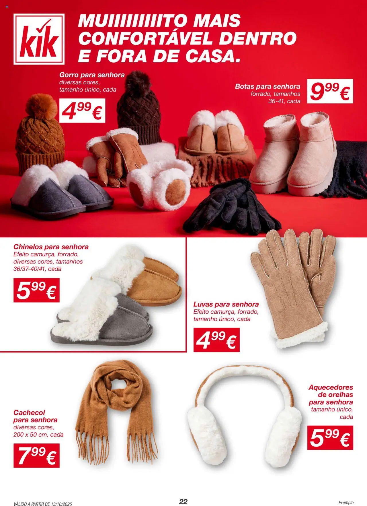 KIK folheto │ válido de 20.10.2025 | Página: 22 | Produtos: Botas, Cachecol, Luvas, Gorro