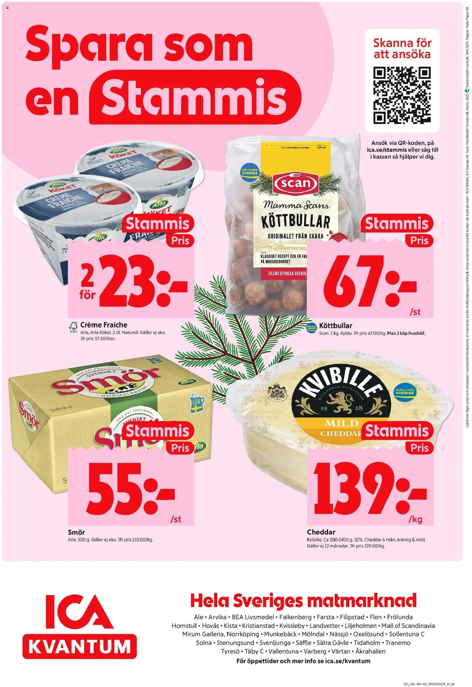 ICA Kvantum reklamblad aktuell från 15.12.2025 | Sida: 10 | Produkter: Cheddar, Creme fraiche, Mjölk, Papper