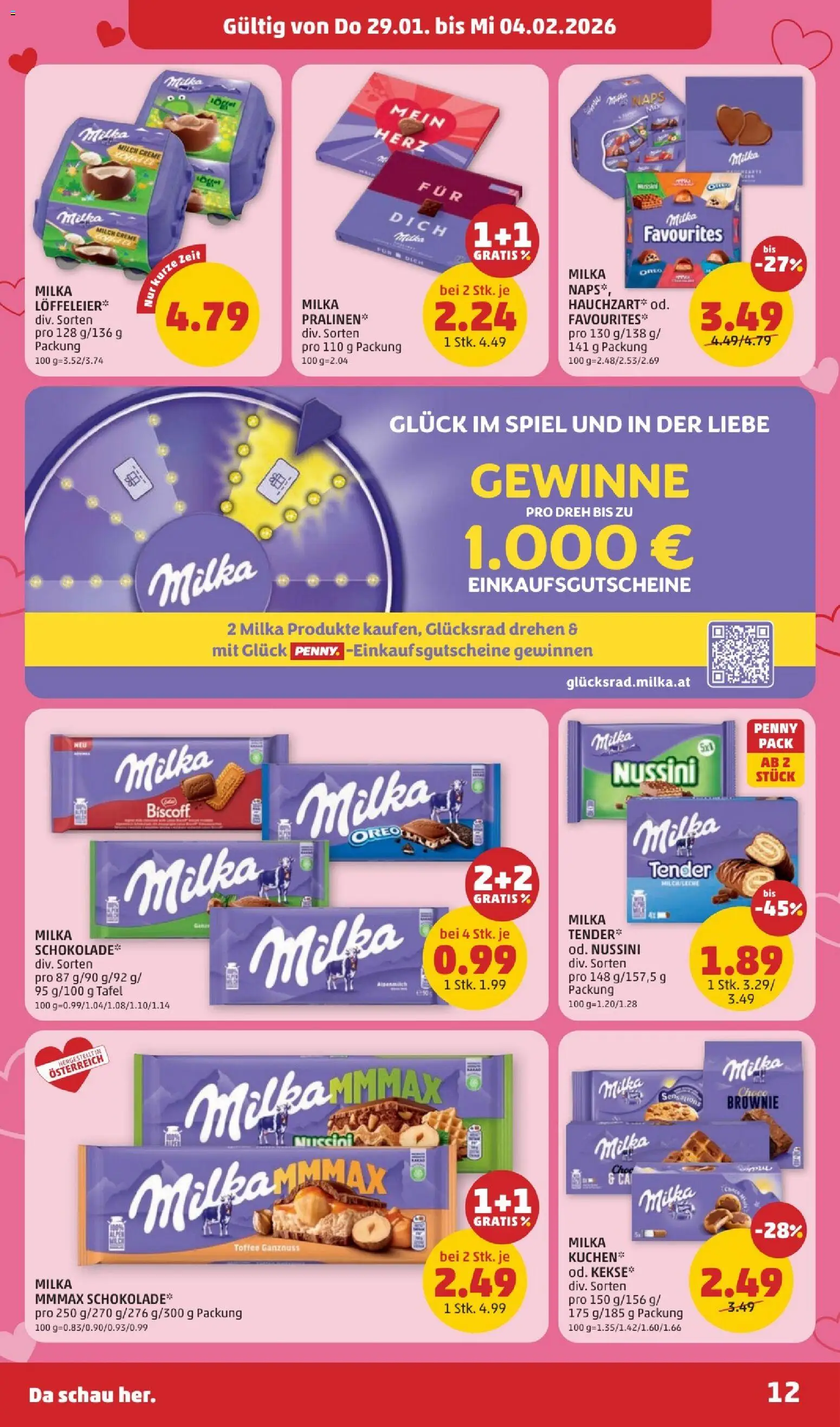 Penny Markt Flugblatt gültig ab 29.01.2026 | Seite: 12 | Produkte: Spiel, Milch, Creme, Schokolade