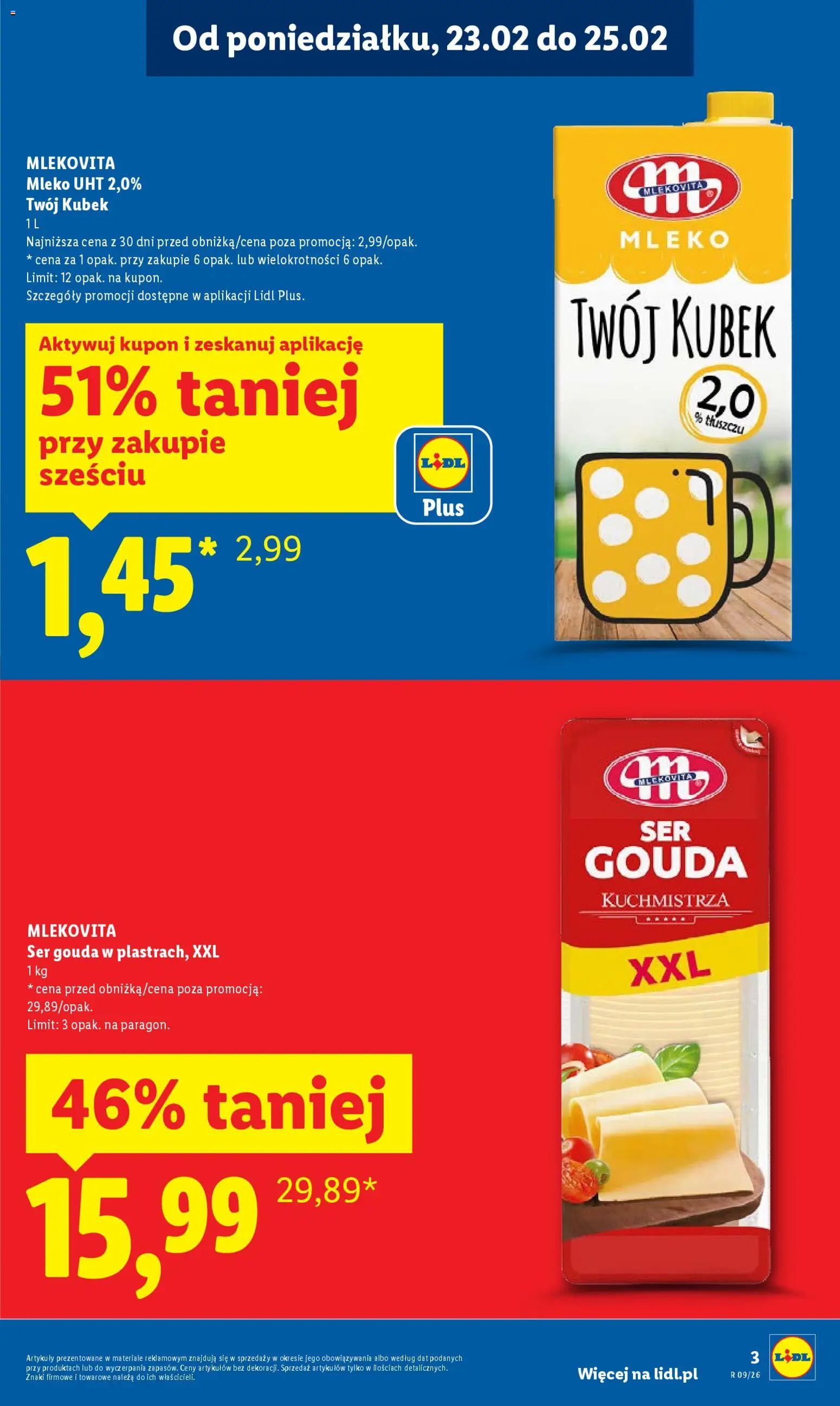 Lidl Polsko leták od 23.02.2026 | Strana: 3 | Produkty: Gouda, Mléko