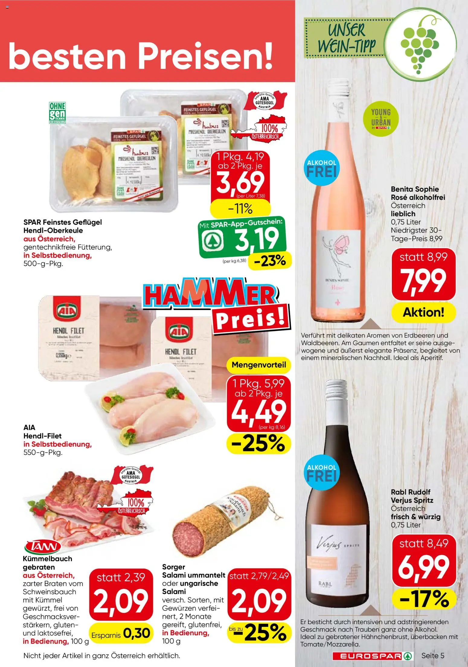 Eurospar Flugblatt - Tirol gültig ab 02.01.2026 | Seite: 5 | Produkte: Erdbeeren, Salami