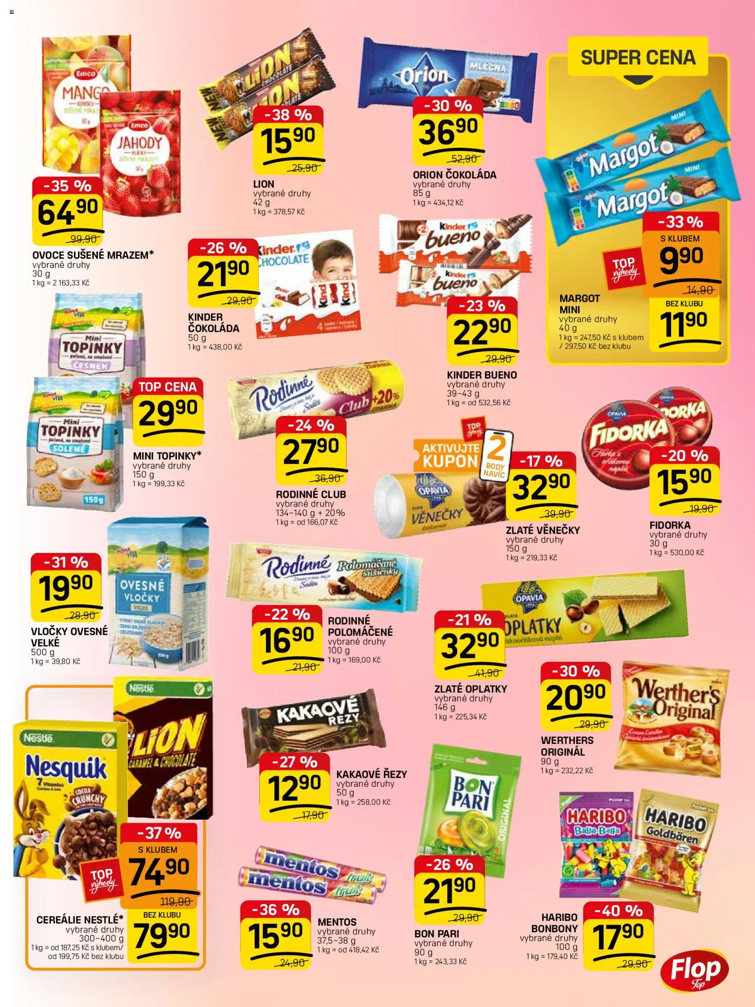 Flop leták - FlopTop od 22.04.2026 | Strana: 9 | Produkty: Bonbóny, Jahody, Nesquik, Kinder Bueno