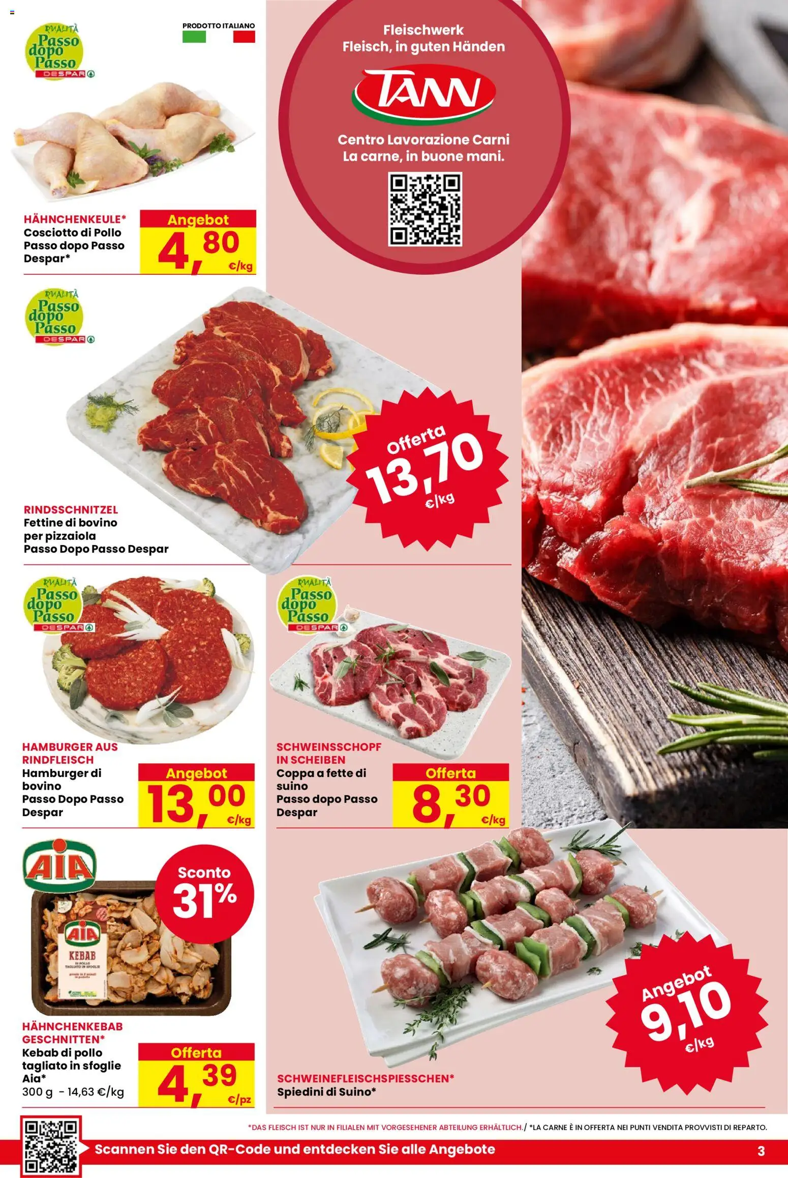 Volantino Despar del 09.04.2026 | Pagina: 3 | Prodotti: Pollo, The, Hamburger, Spiedini