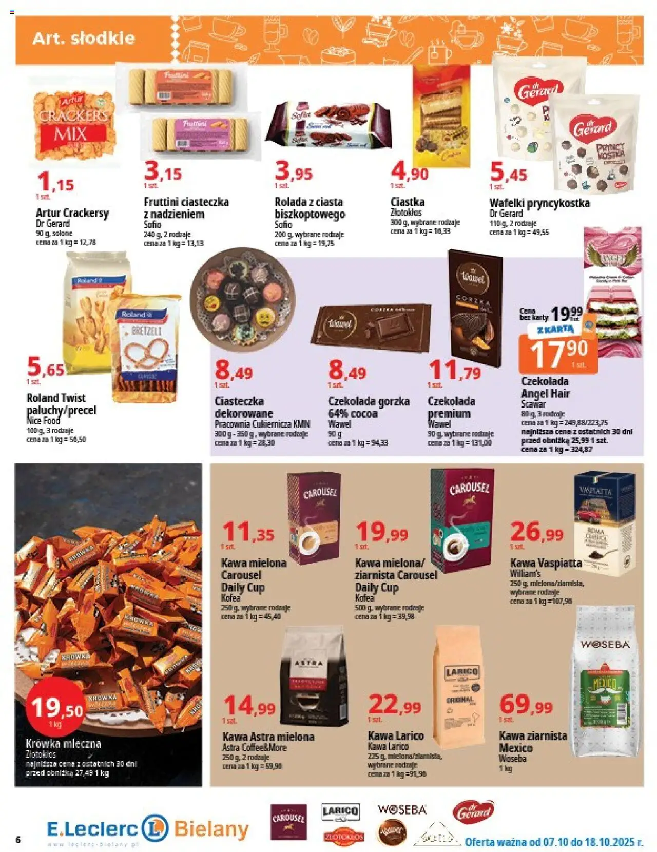 E.Leclerc Gazetka - Warszawa Bielany od 07.10.2025 | Strona: 6 | Produkty: Czekolada gorzka, Krowka, Ciastka, Ciasteczka