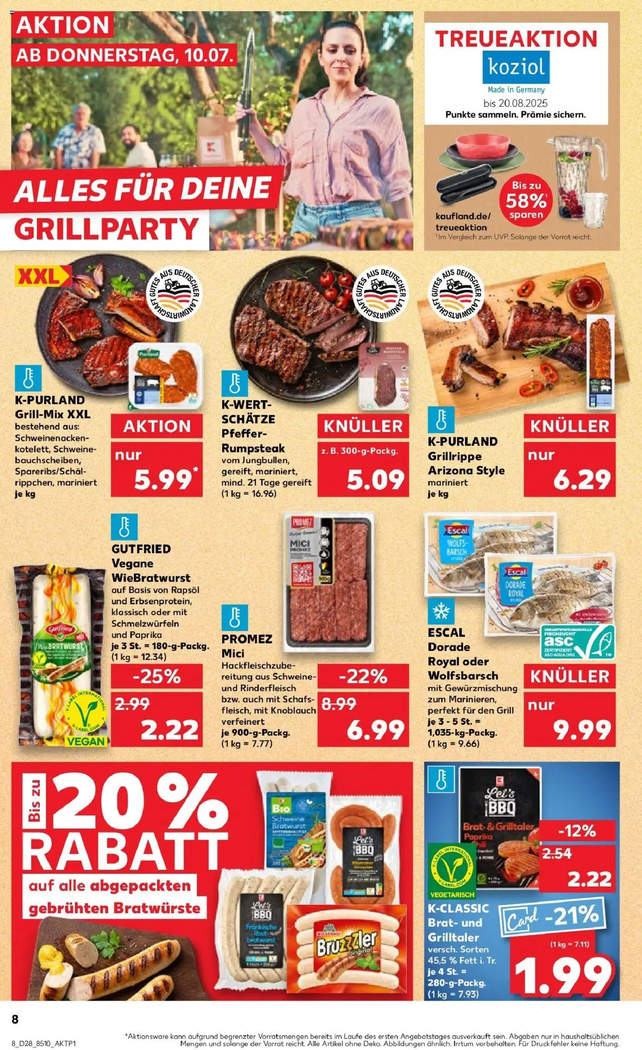 Kaufland prospekt Frankenthal	 - gültig ab dem 09.07.2025 | Seite: 8 | Produkte: Dorade, Bratwurst, Paprika, Knoblauch