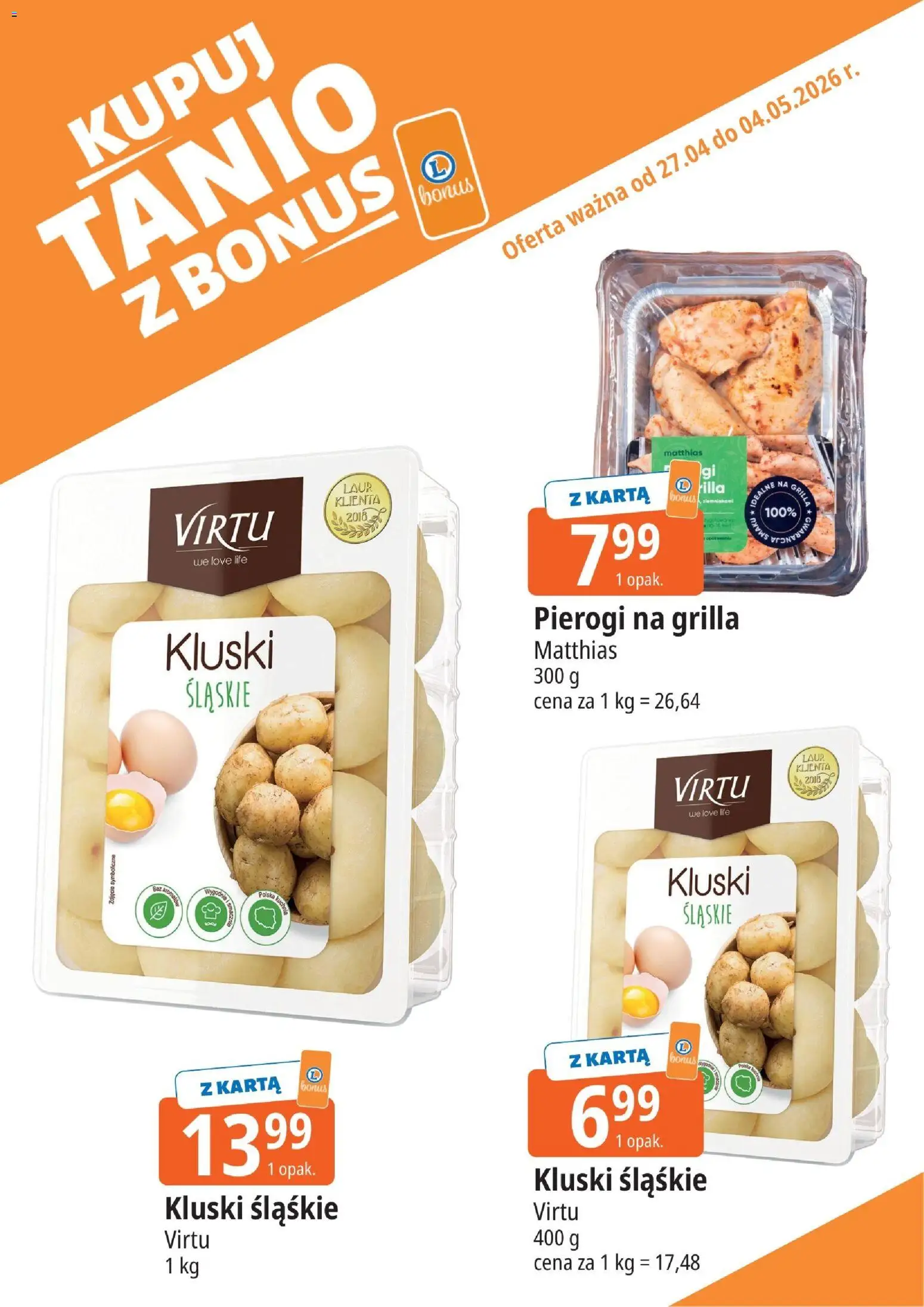 E.Leclerc gazetka - Zielona Góra kupony dodatkowe od 27.04.2026 | Strona: 9 | Produkty: Karta, Pierogi, Kluski śląskie