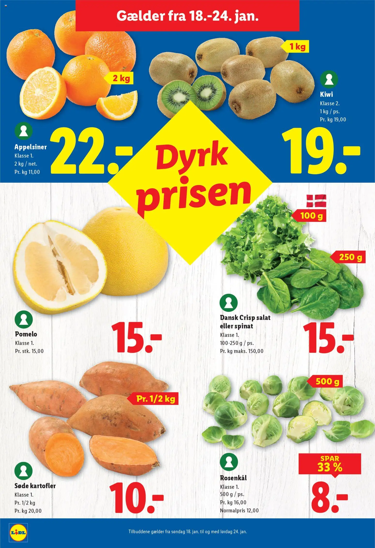 Lidl tilbudsavis – gyldig fra 18.01.2026 | Side: 17 | Produkter: Søde kartofler, Kiwi, Rosenkål, Pomelo