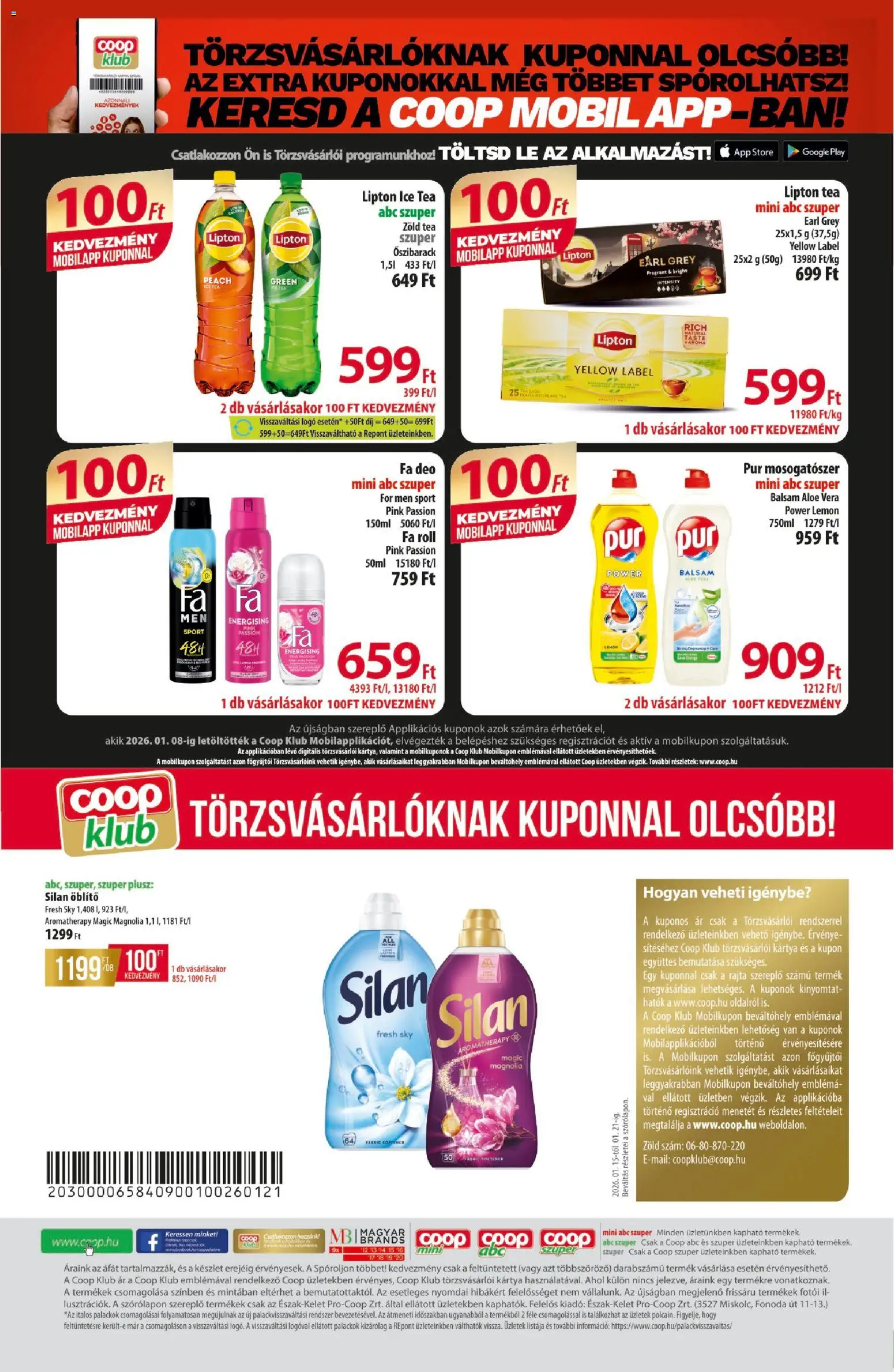 COOP akciós ujság - amely érvényes a következő dátumtól: 15.01.2026 | Oldal: 8 | Termékek: Őszibarack, Öblítő, Aloe vera, Mosogatószer