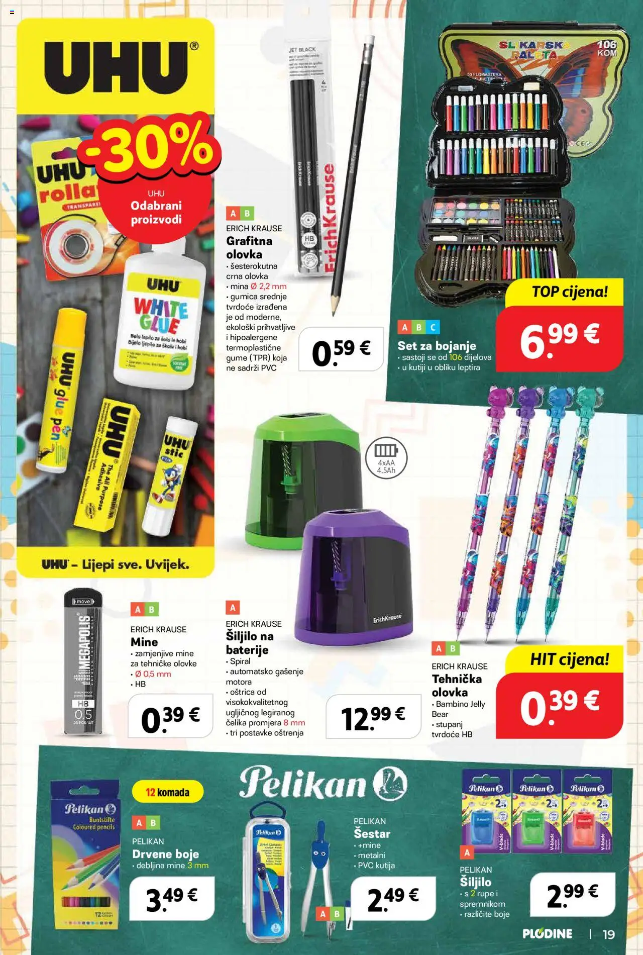 Plodine katalog | vrijedi od 13.08.2025 | Stranica: 21 | Proizvodi: Tehničke olovke, Paleta, Šiljilo, Baterije