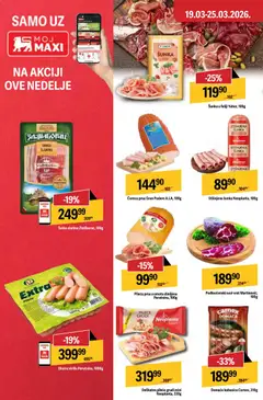 Maxi katalog - pregled Maxi kataloga - važi od 19.03.2026 | Strana: 20 | Proizvode: Pileće grudi, Suvi vrat, Šunka, Kobasica