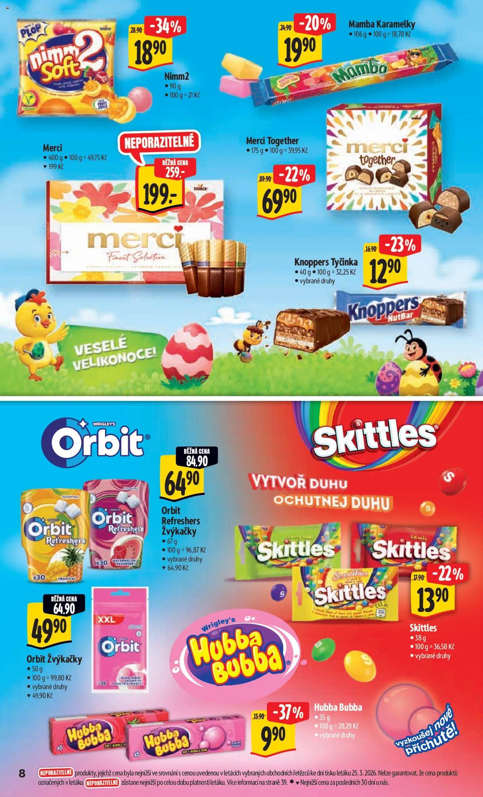 Albert leták - Hypermarket od 01.04.2026 | Strana: 16 | Produkty: Knoppers, Merci, Skittles, Karamelky