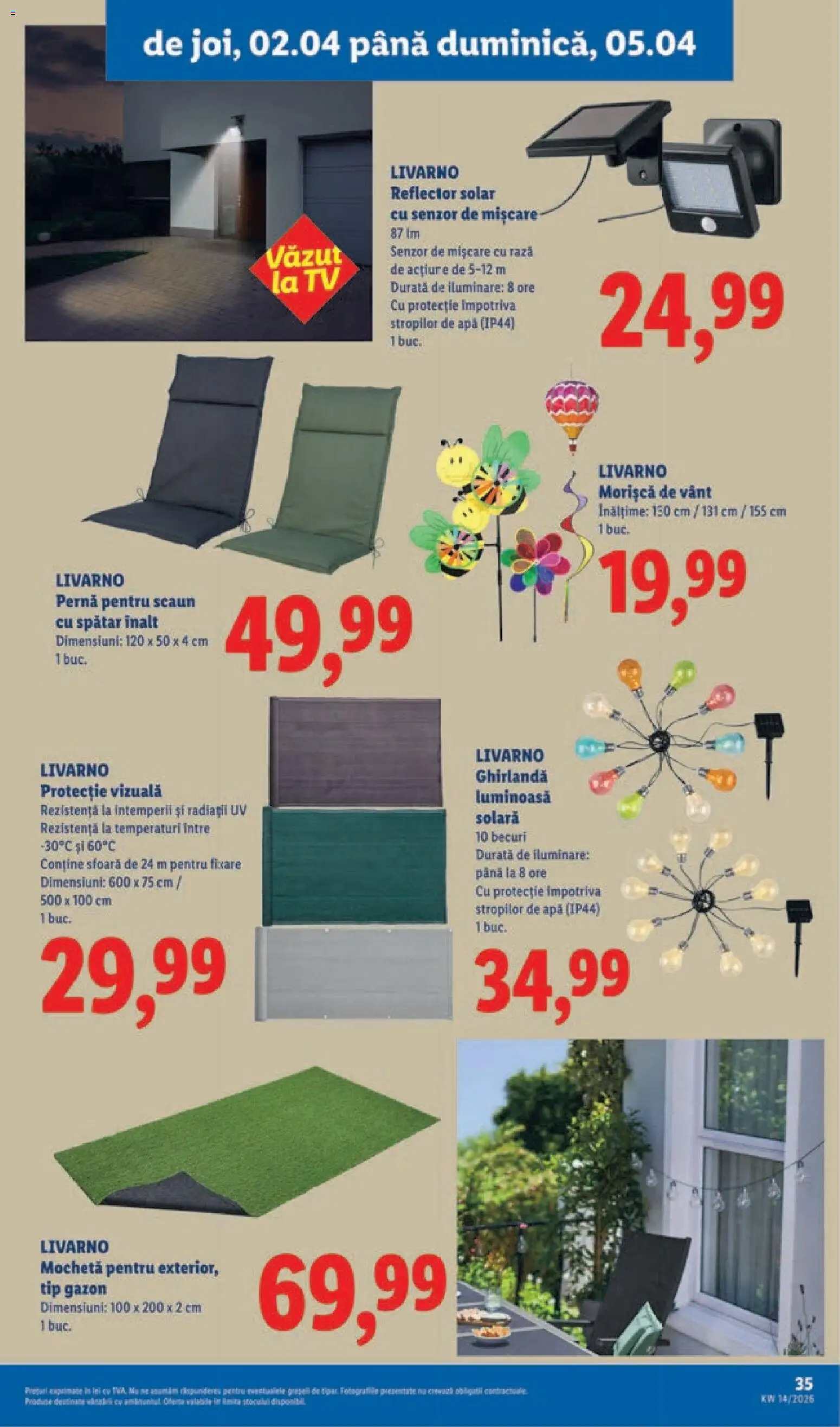 Noul catalog Lidl – valabil de la 30.03.2026 | Pagină: 35 | Produse: T cetveli, Mochetă, Scaun, Apă