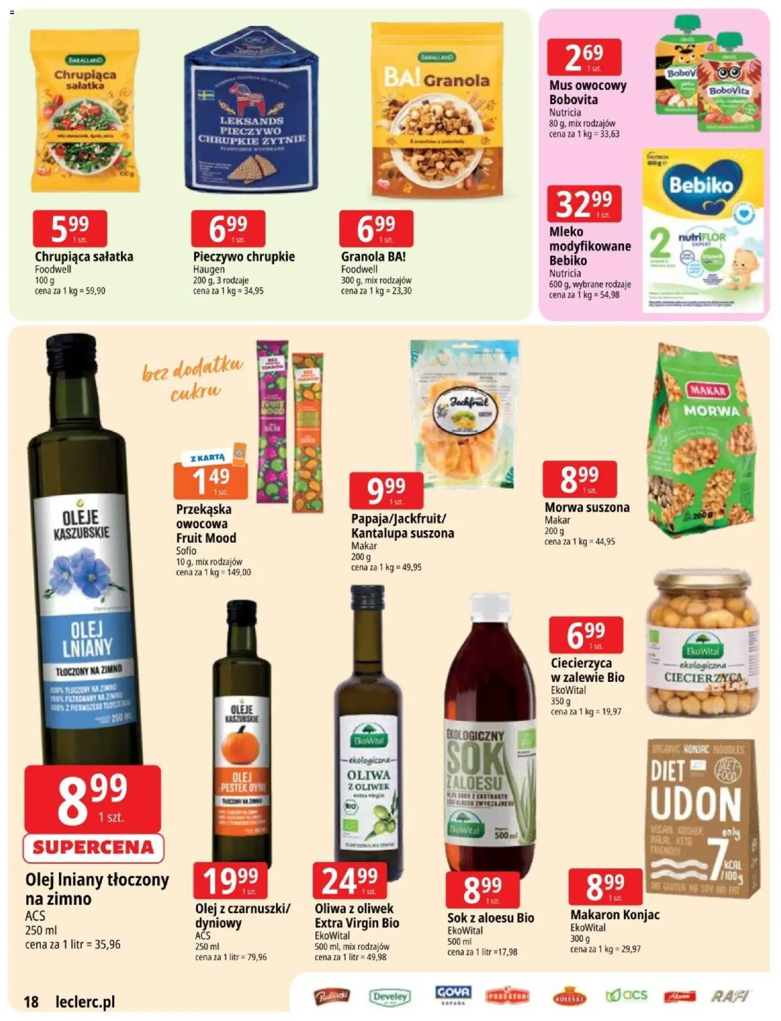 E.Leclerc gazetka - Zielona Góra od 03.03.2026 | Strona: 18 | Produkty: Oliwa z oliwek, Pieczywo chrupkie, Ciecierzyca, Olej