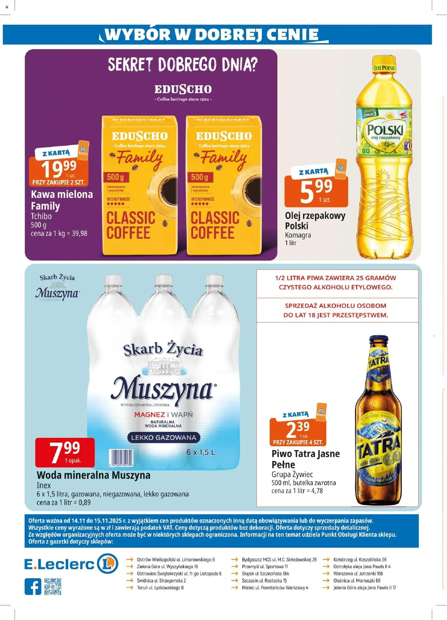 E.Leclerc Gazetka - Zielona Góra od 14.11.2025 | Strona: 2 | Produkty: Karta, Tchibo, Olej, Piwo