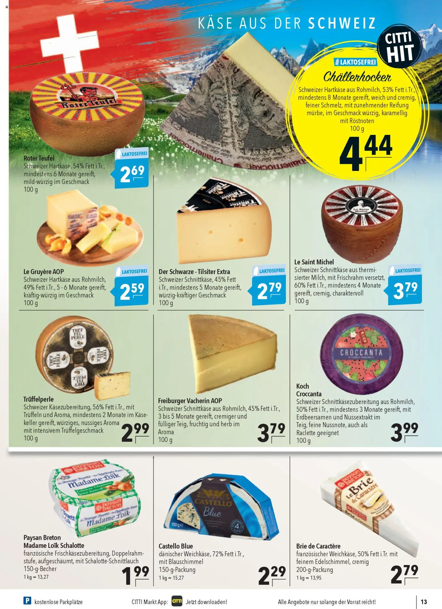 CITTI Markt Prospekt 	 – gültig ab 18.03.2026 | Seite: 13 | Produkte: Käse, Raclette