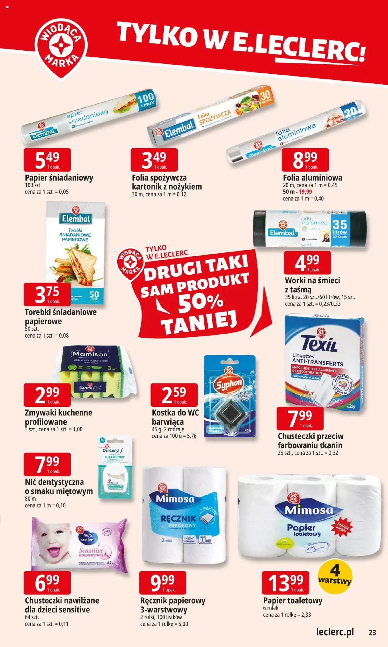E.Leclerc Gazetka - Warszawa Ursynów od 08.09.2025 | Strona: 23 | Produkty: Rolki, Papier śniadaniowy, Ręcznik papierowy, Torebki
