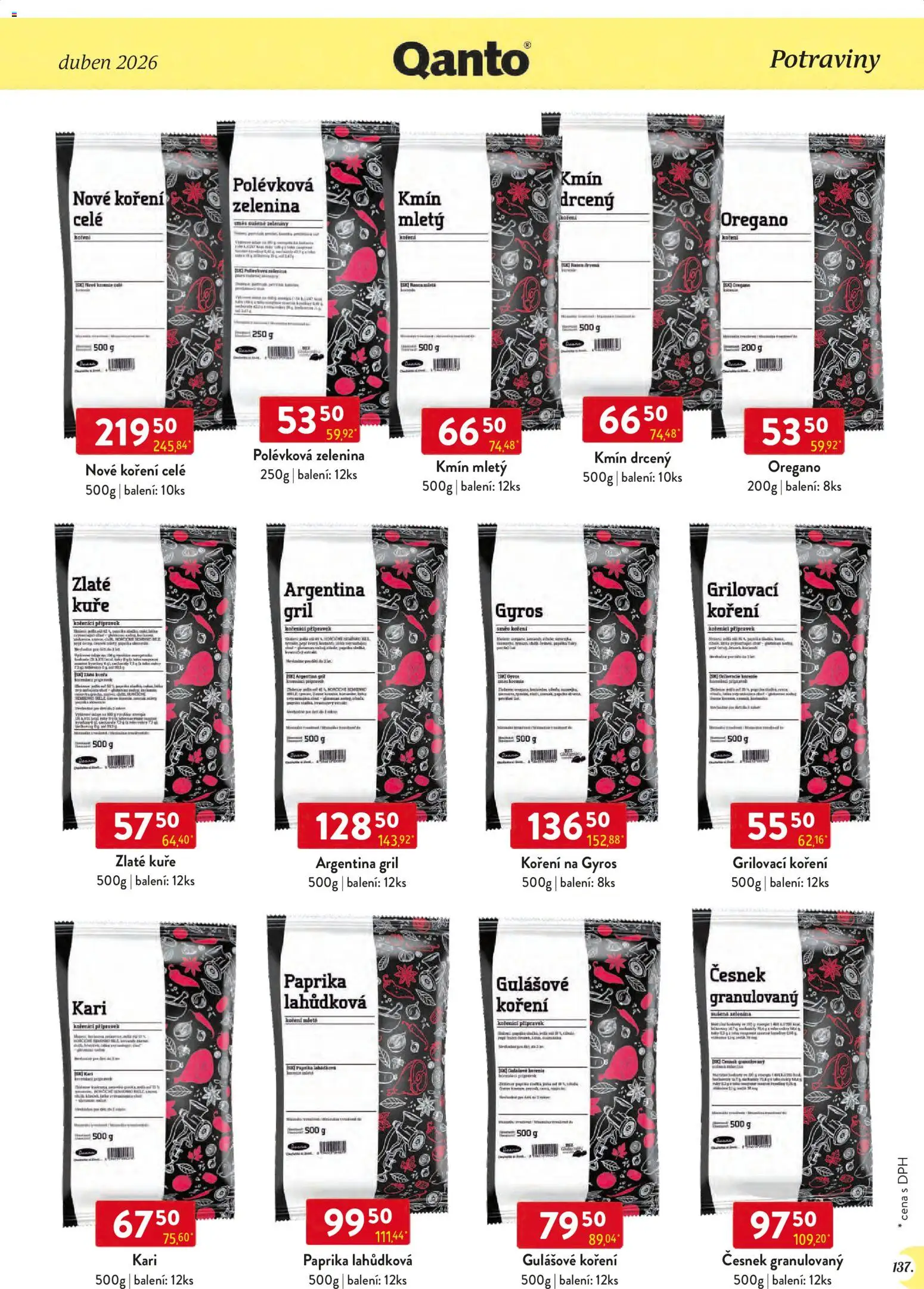 Astur & Qanto leták - Velkoobchod 04/2026 od 01.04.2026 | Strana: 137 | Produkty: Koření, Gril, Potraviny, Kuře