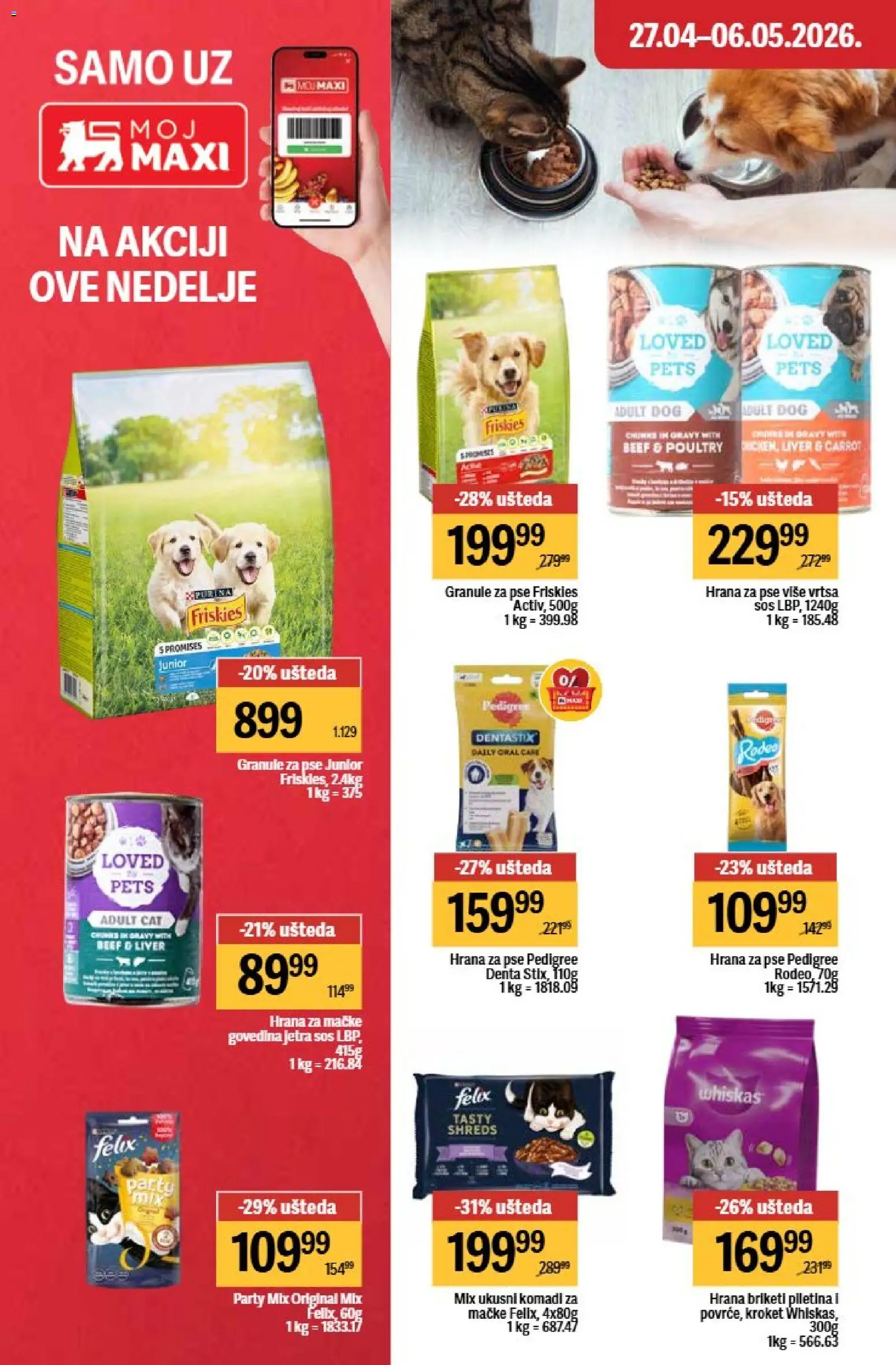 Maxi katalog - važi od 27.04.2026 | Strana: 38 | Proizvode: Govedina, Hrana za pse, Piletina, Whiskas