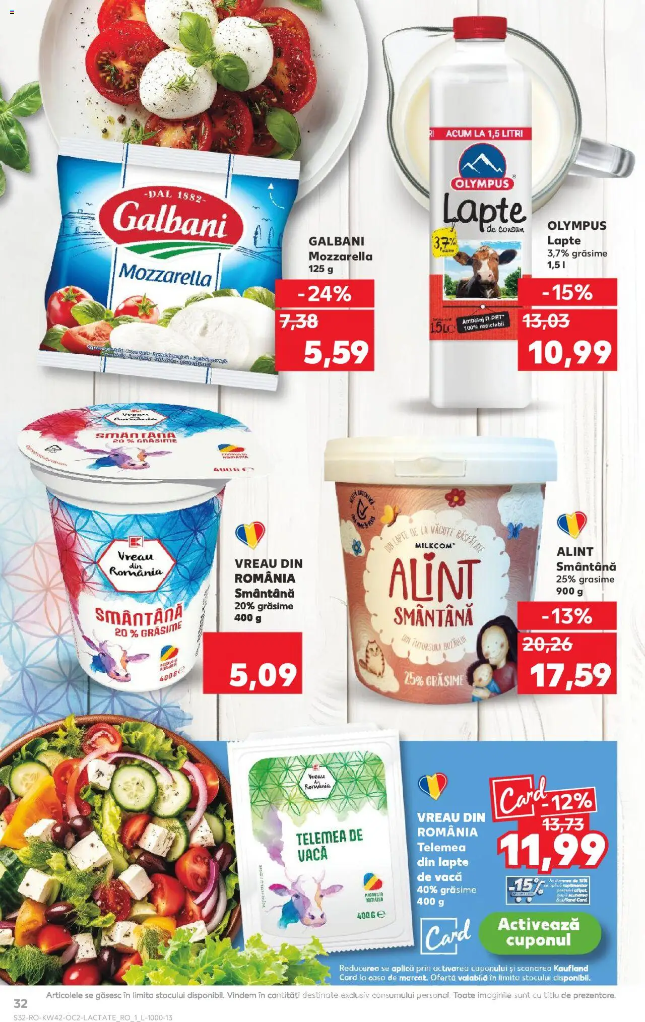 Kaufland RO akciós ujság - amely érvényes a következő dátumtól: 15.10.2025 | Oldal: 32 | Termékek: Mozzarella