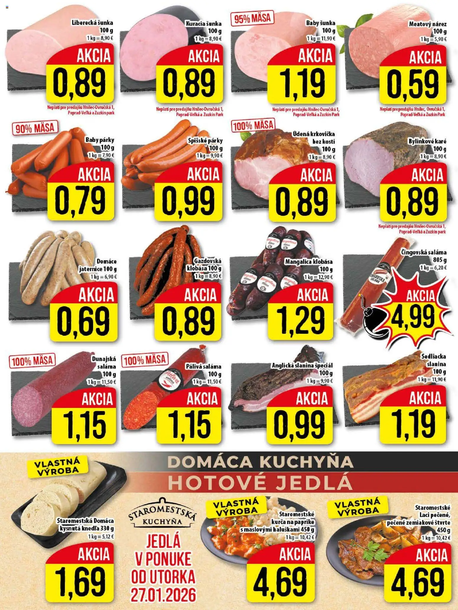 Nové Klas akcie – leták je platný od 26.01.2026 | Strana: 5 | Produkty: Kuchyňa, Saláma, Slanina, Kurča