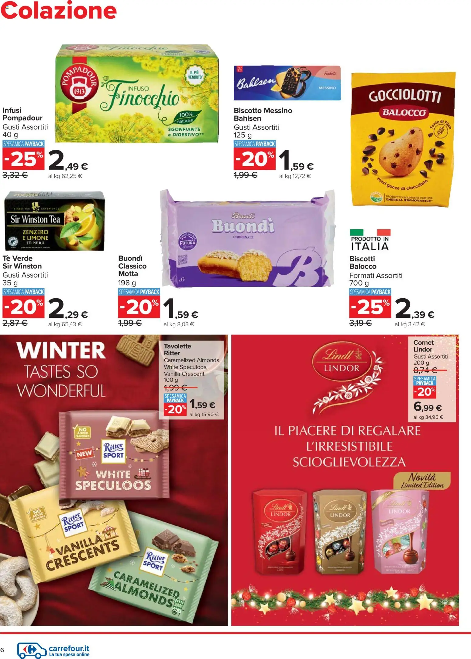 Volantino Carrefour del 27.12.2025 | Pagina: 6 | Prodotti: Cioccolato, Tè, Limone, Digestivo