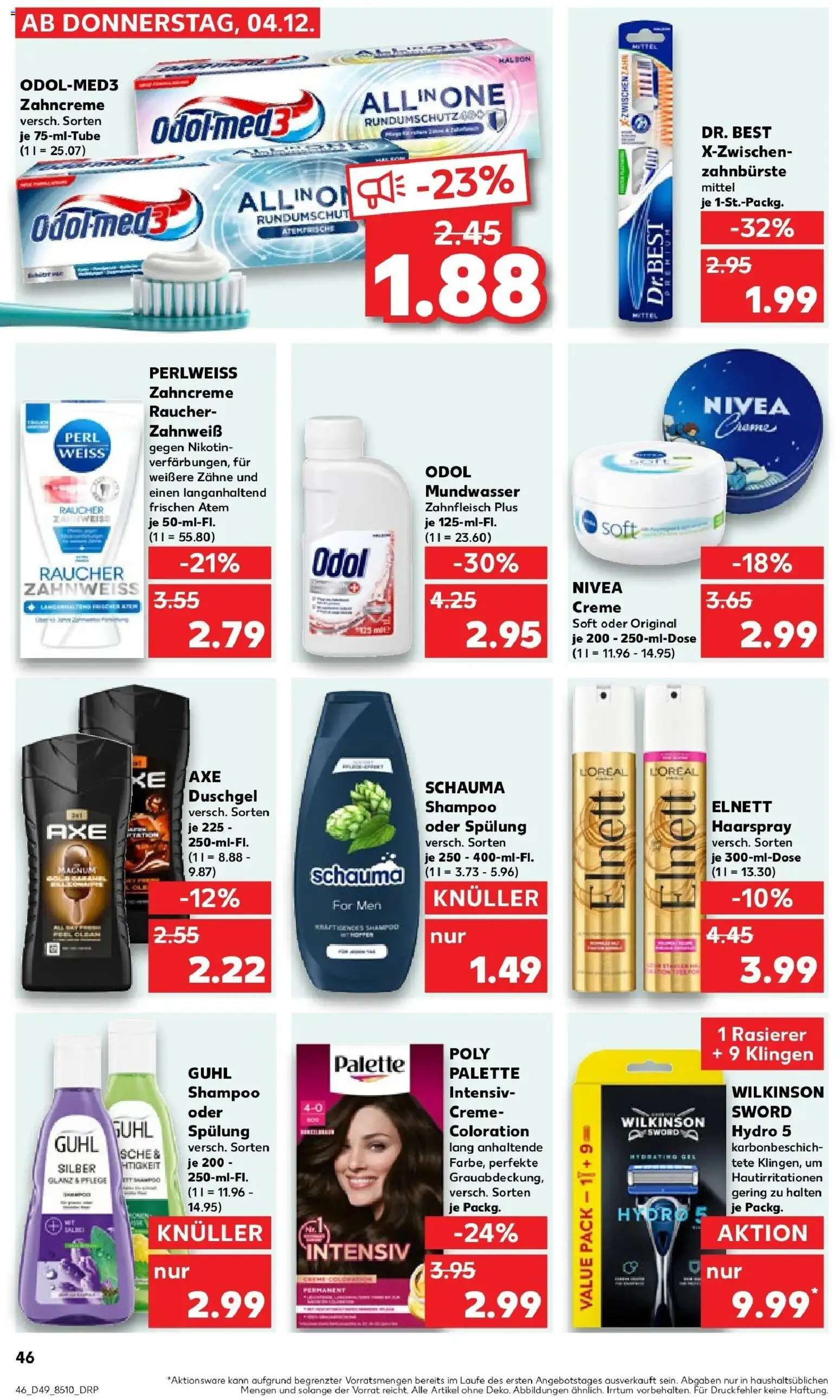 Kaufland prospekt Frankenthal	 – gültig ab 08.12.2025 | Seite: 46 | Produkte: Rasierer, Schauma shampoo, Creme, Axe