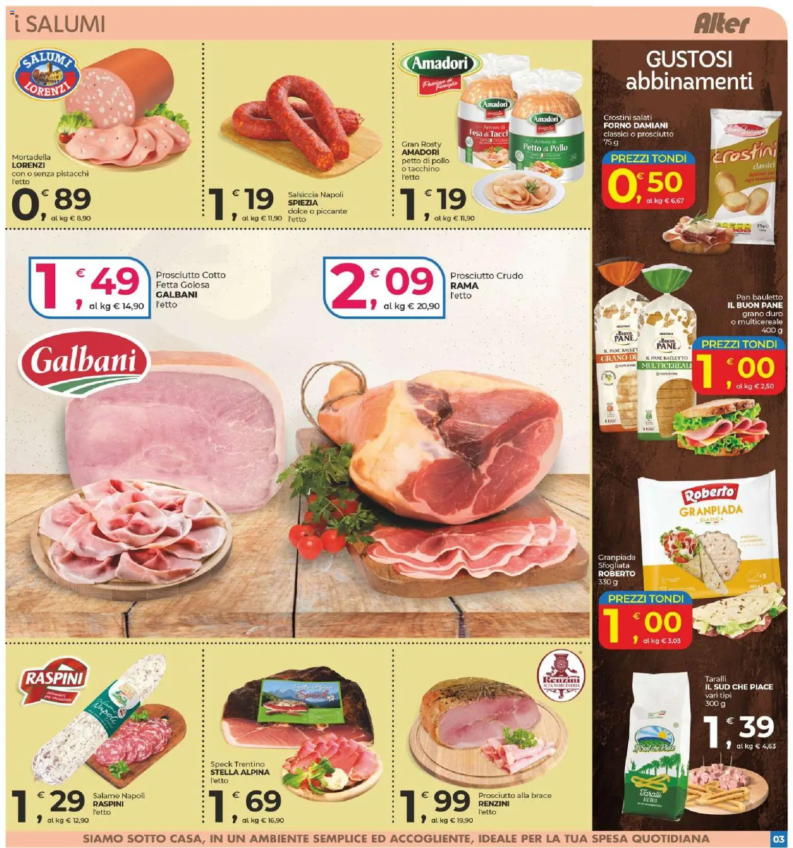 Volantino Alter Discount del 22.04.2026 | Pagina: 3 | Prodotti: Speck, Petto di Pollo, Prosciutto Cotto, Pistacchi