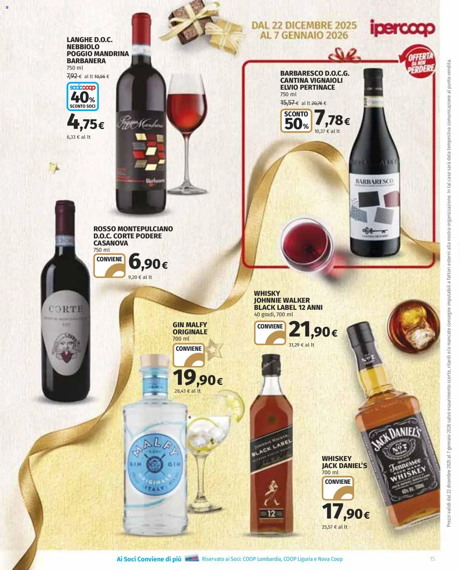 Volantino Ipercoop del 22.12.2025 | Pagina: 15 | Prodotti: Gin, Whisky, Data