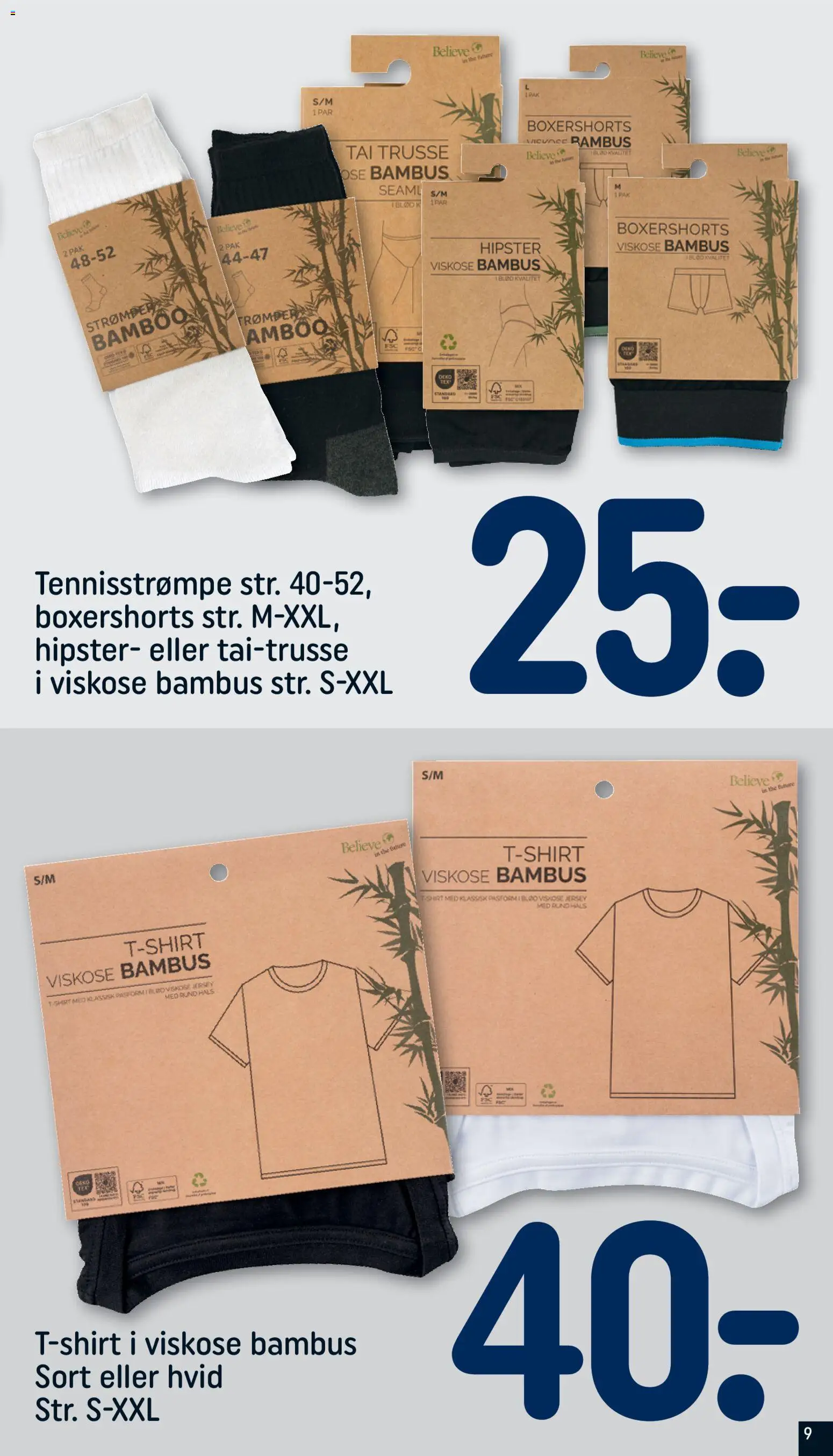 Rema 1000 tilbudsavis – gyldig fra 01.03.2026 | Side: 9 | Produkter: T-shirt, Shorts, Briefs, Strømper