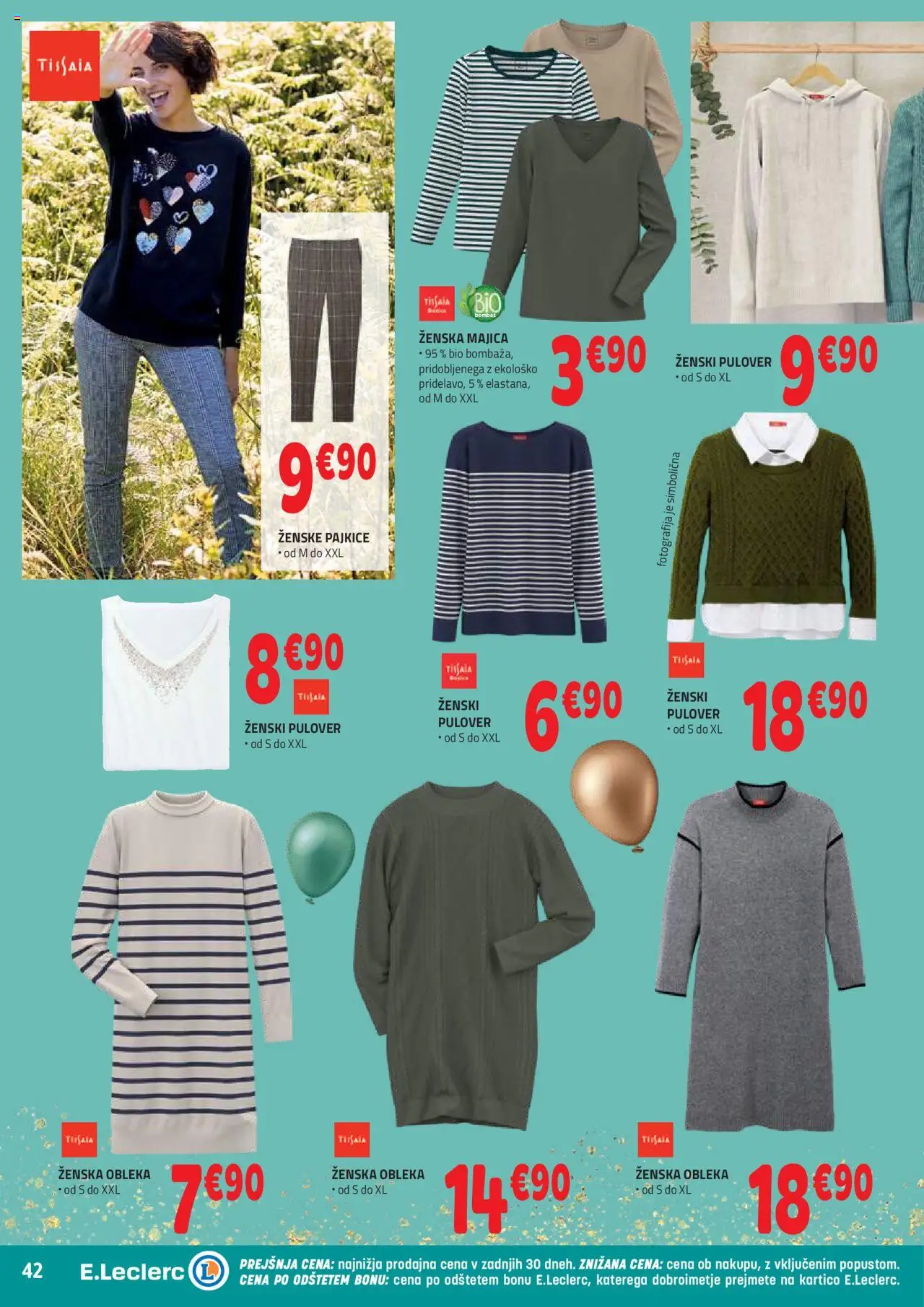 Novi E.leclerc katalog ponudbe – veljaven od 22.10.2025 | Stran: 42 | Izdelki: Pajkice, Majica, Pulover, Obleka