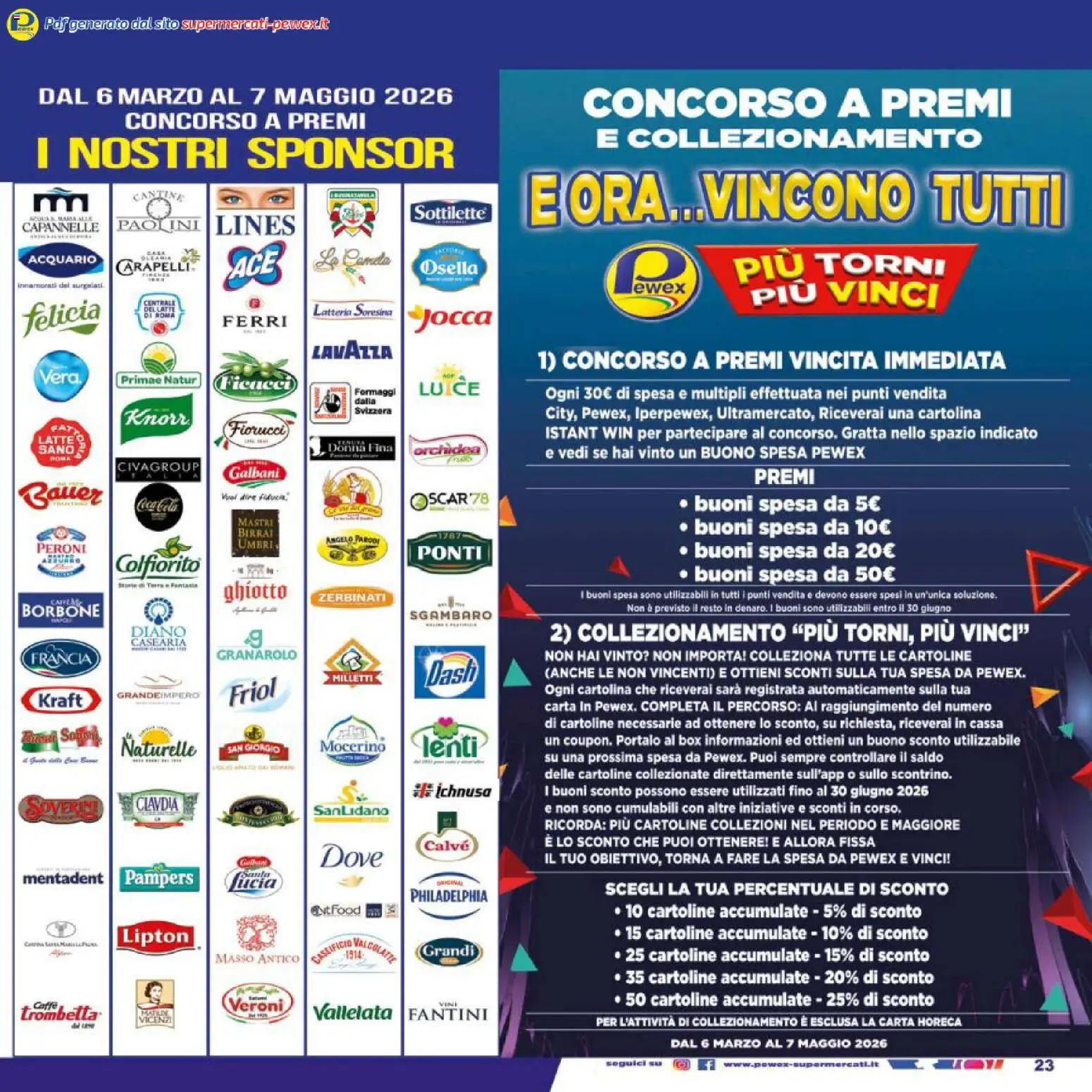 Volantino Pewex del 27.03.2026 | Pagina: 23 | Prodotti: Caffè, Pampers, Lavazza, Coca Cola