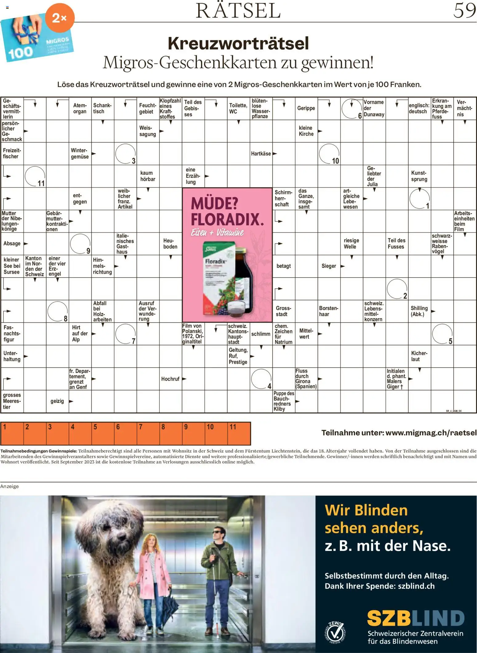 Migros Magazin – gültig ab 19.01.2026 | Seite: 59 | Produkte: Tisch, Gemüse, Wasser, Sehen