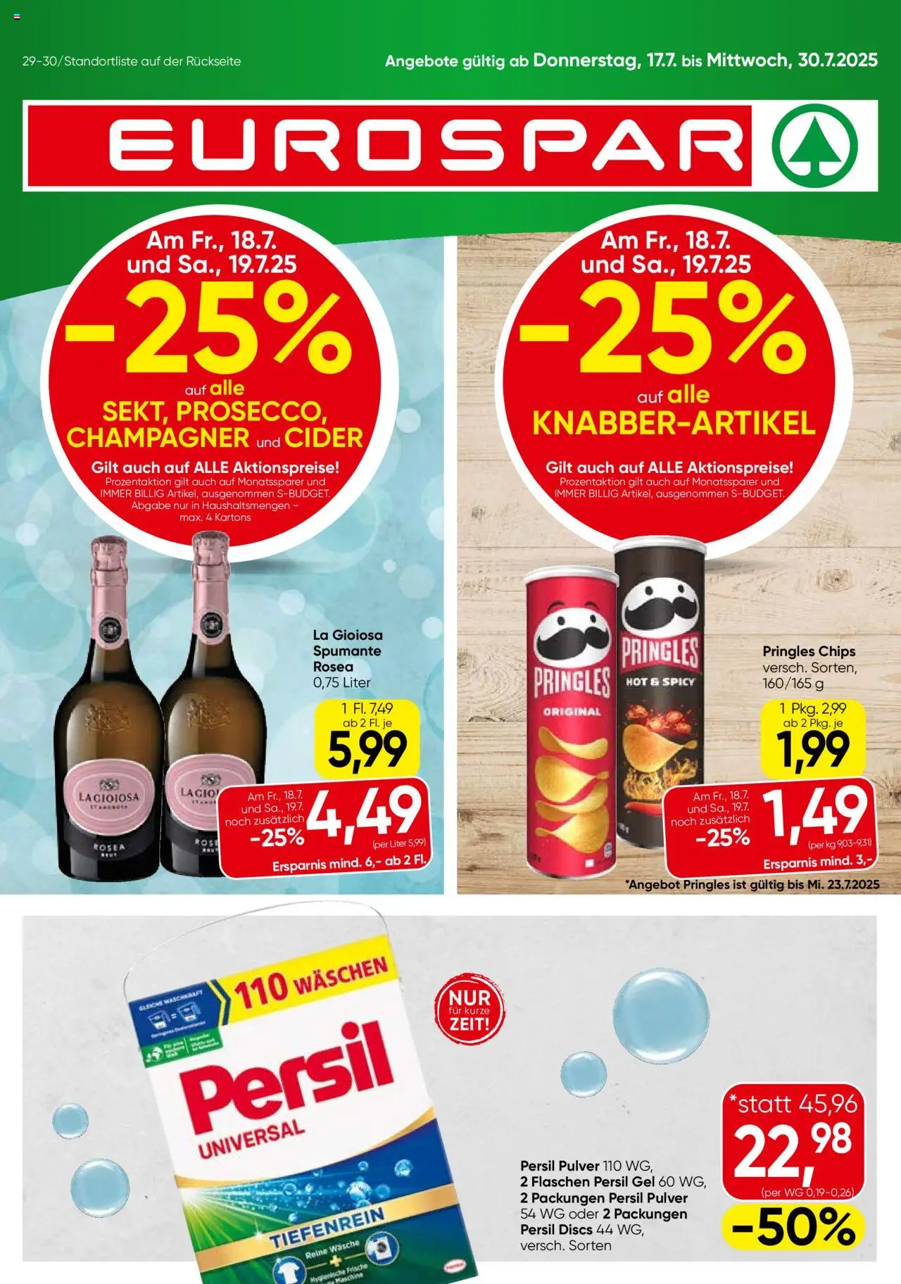 Eurospar Flugblatt - Kärnten gültig ab 17.07.2025 | Seite: 1 | Produkte: Chips