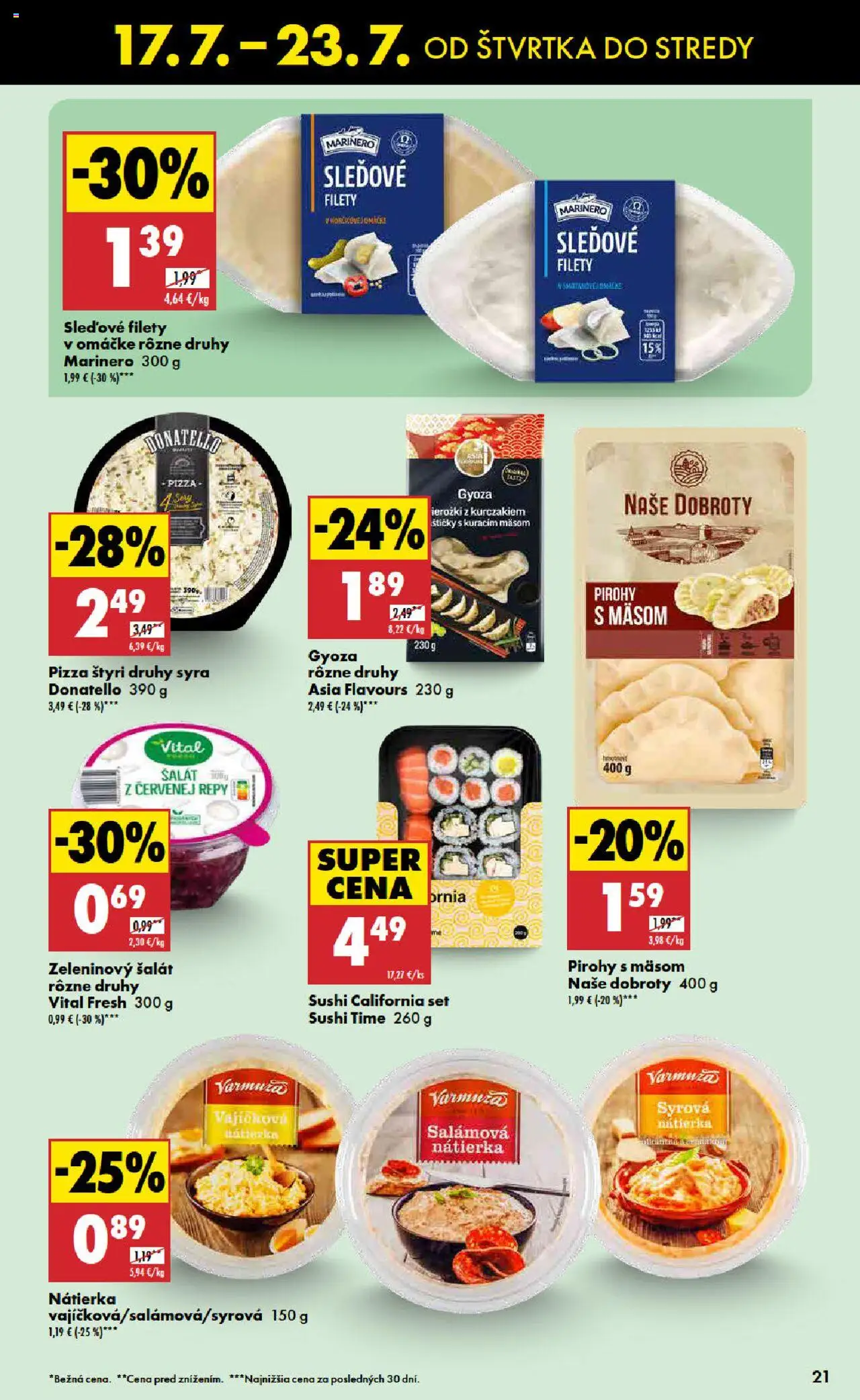 Biedronka leták │ platný od 17.07.2025 | Strana: 21 | Produkty: Pirohy, Pizza, Šalát, Sushi